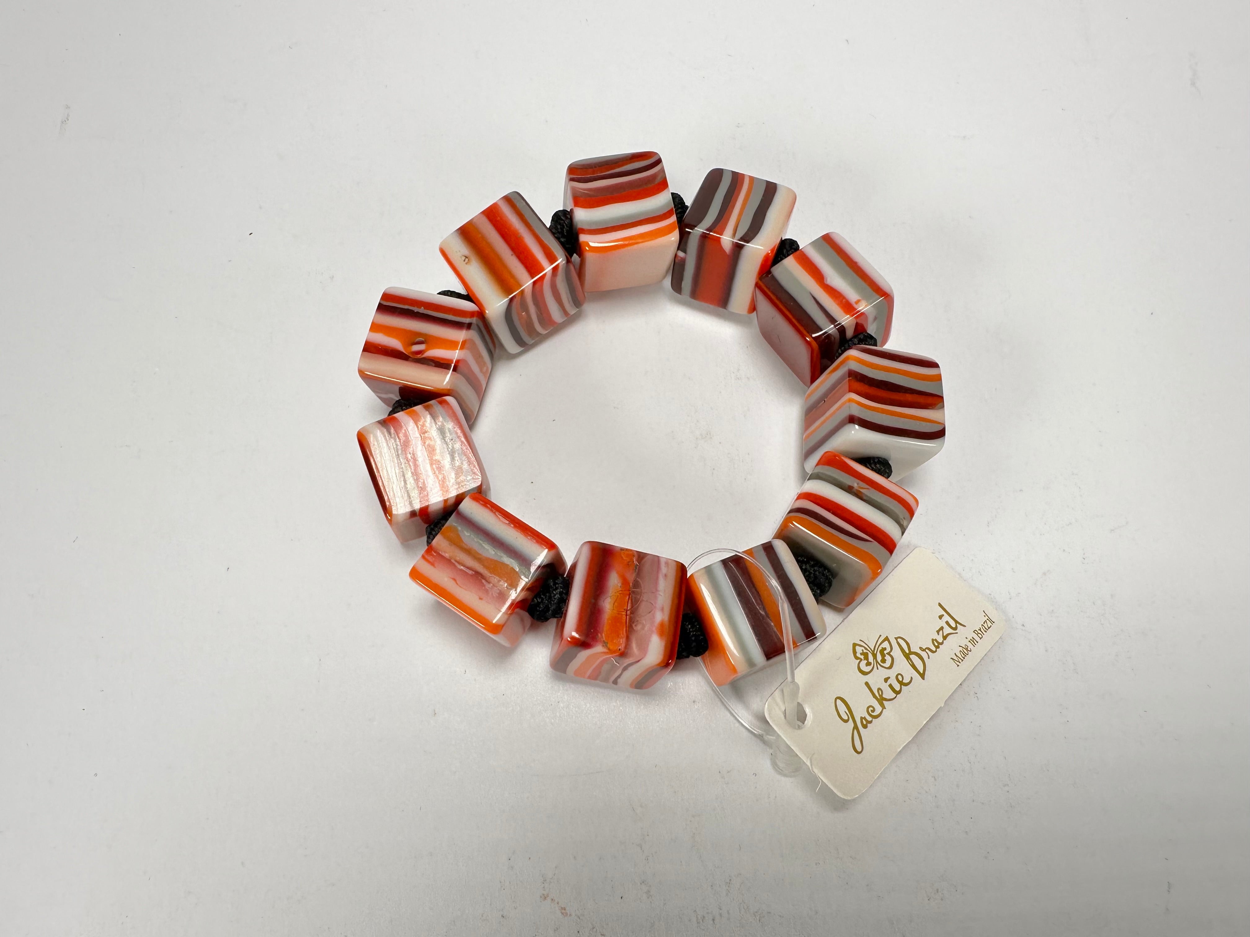 Jackie Brazil "POP" Liquorice Orange Mix Small Cubes Bracelet ( B0224 )