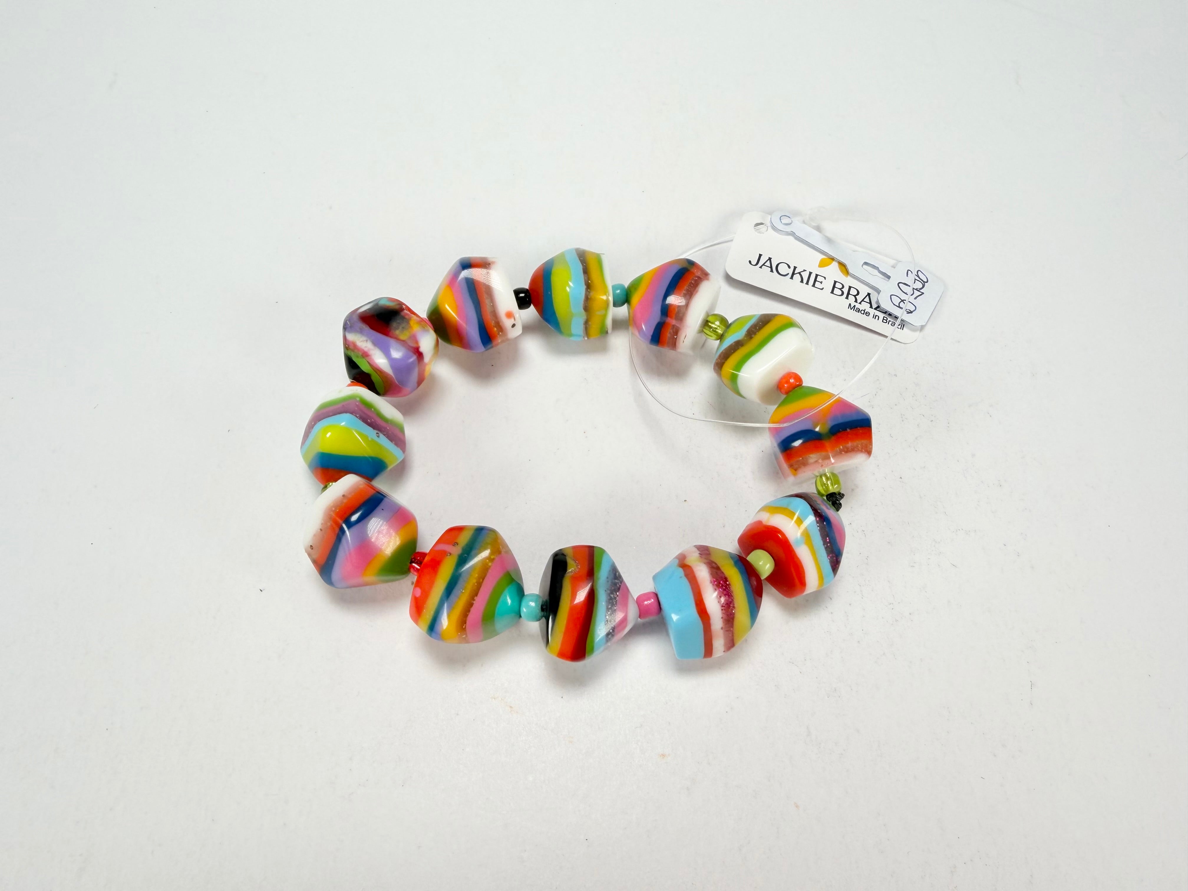 Jackie Brazil "Camille" Liquorice Stripes x Kandinsky Small Stones Resin Bracelet ( B0930 )