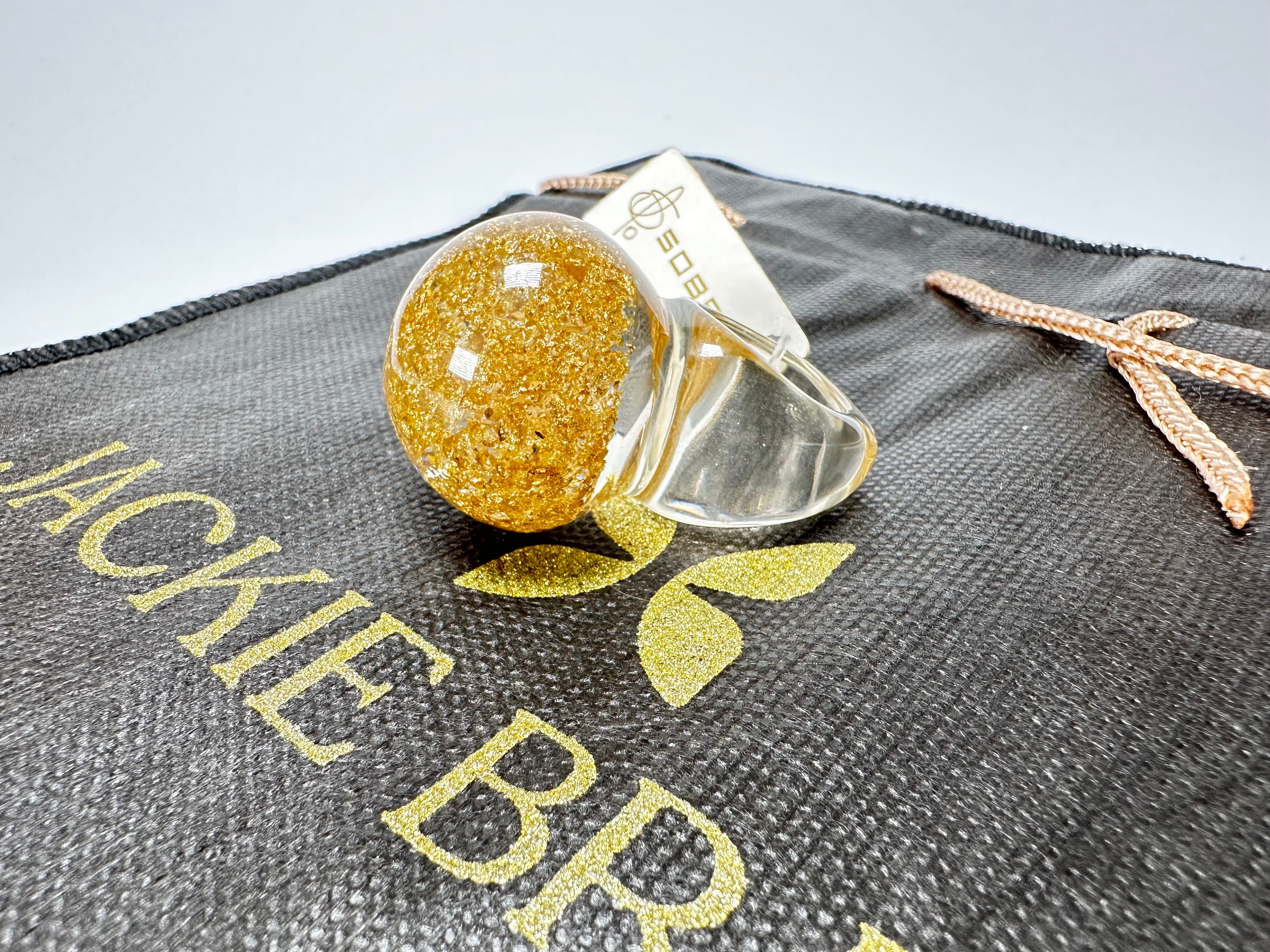 Jackie Brazil "Splendour" Large Ball Gold Flakes Ring ( R2500 ) Size UK - P / US - 8