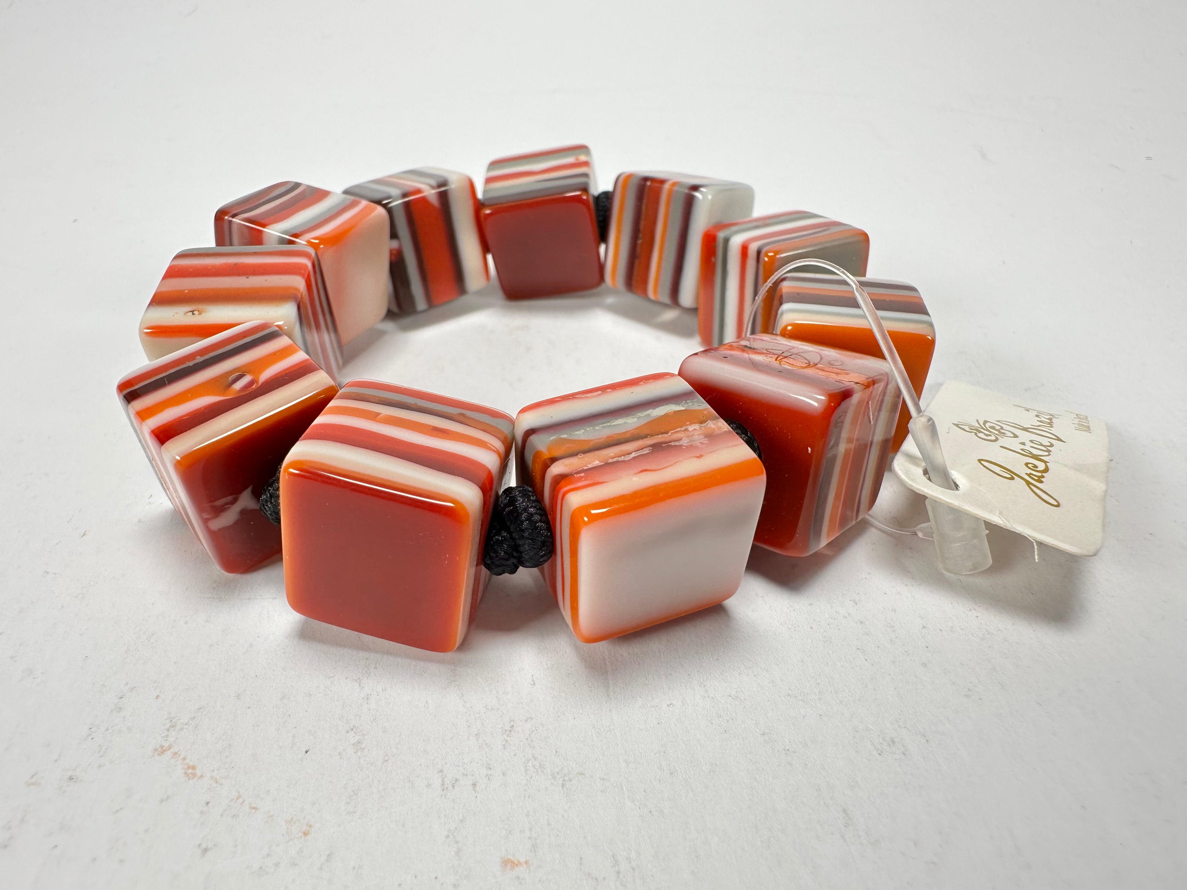Jackie Brazil "POP" Liquorice Orange Mix Small Cubes Bracelet ( B0224 )