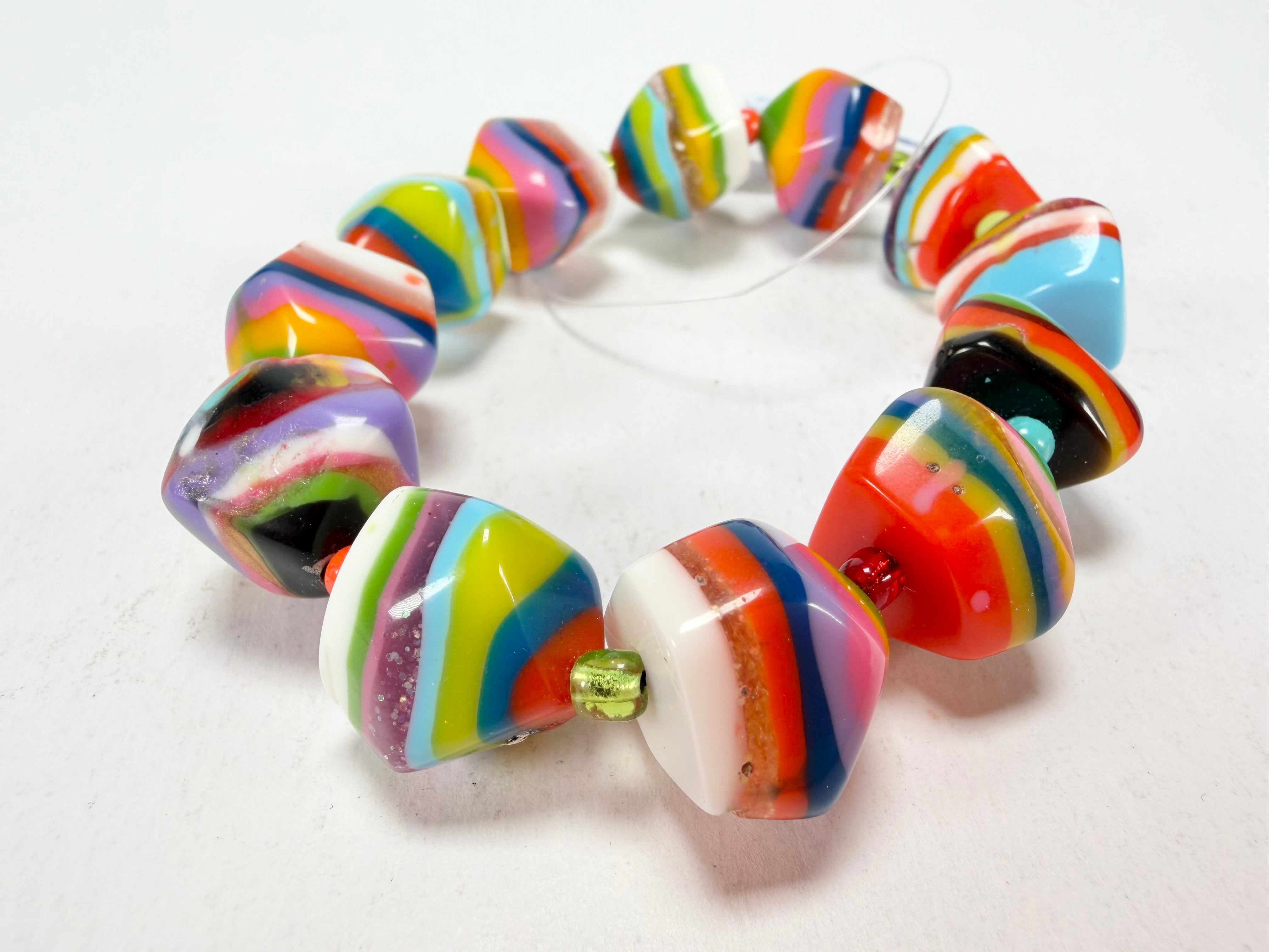 Jackie Brazil "Camille" Liquorice Stripes x Kandinsky Small Stones Resin Bracelet ( B0930 )
