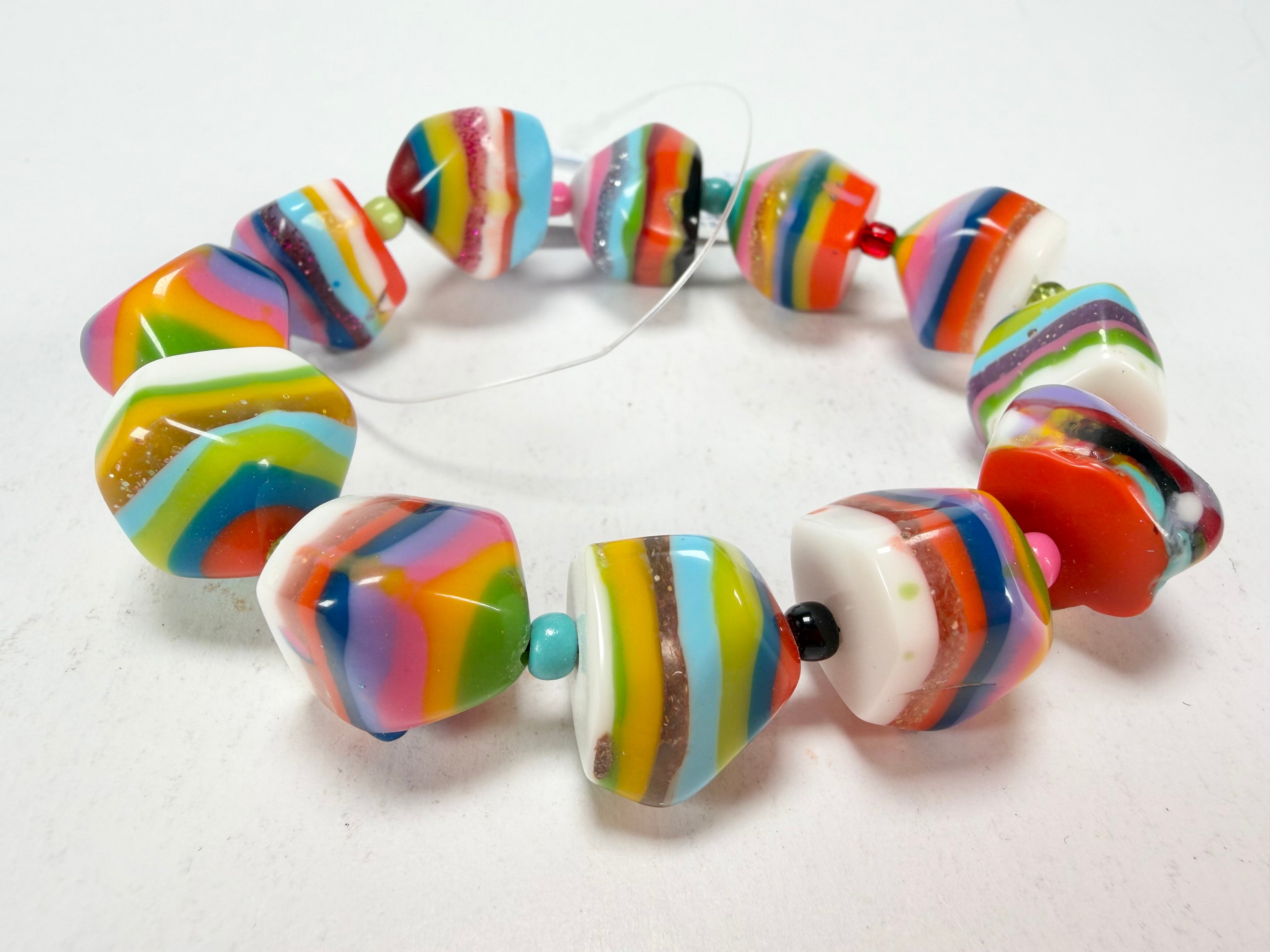 Jackie Brazil "Camille" Liquorice Stripes x Kandinsky Small Stones Resin Bracelet ( B0930 )