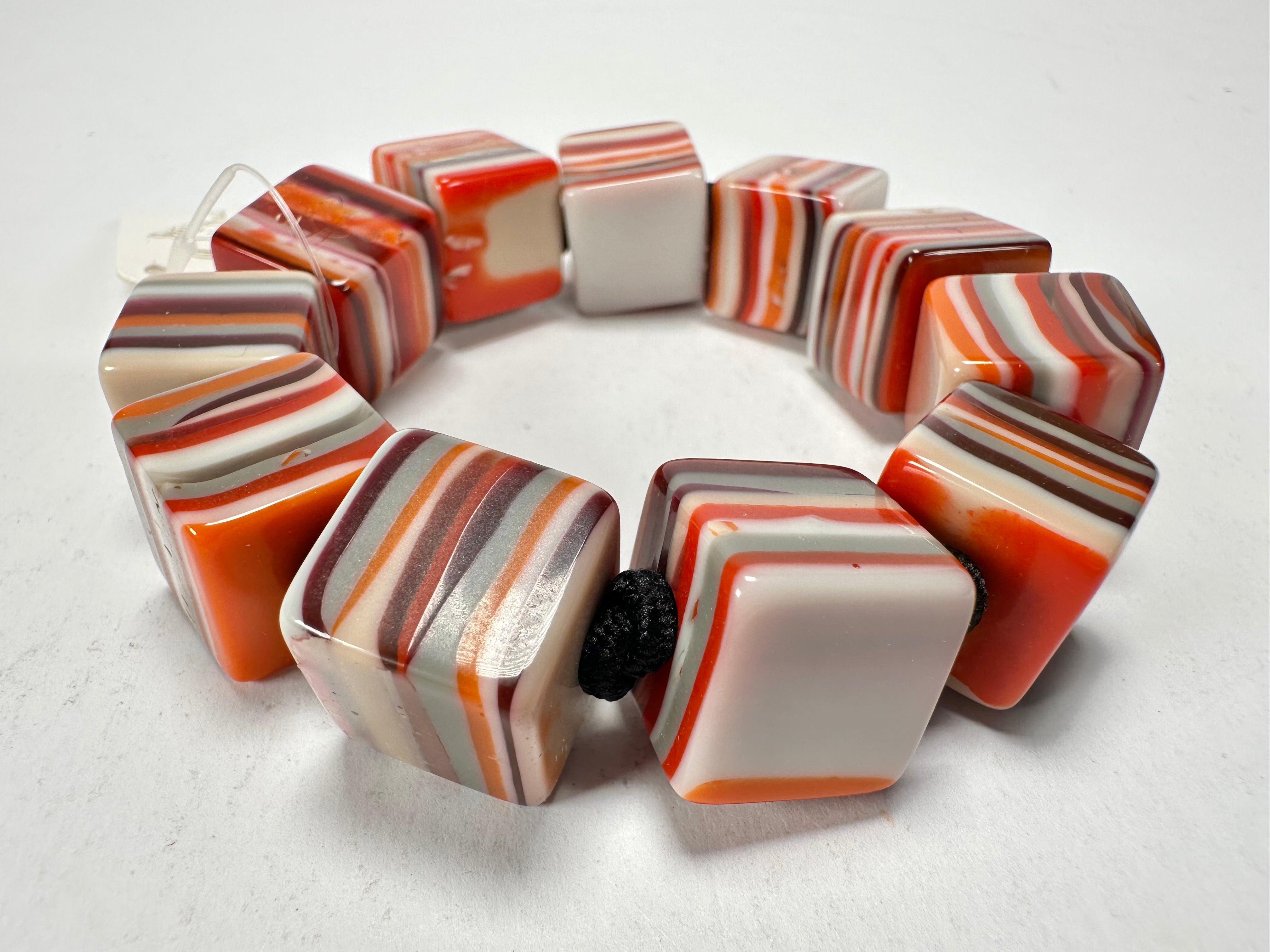 Jackie Brazil "POP" Liquorice Orange Mix Small Cubes Bracelet ( B0224 )
