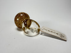 Jackie Brazil "Splendour" Large Ball Gold Flakes Ring ( R2500 ) Size UK - P / US - 8