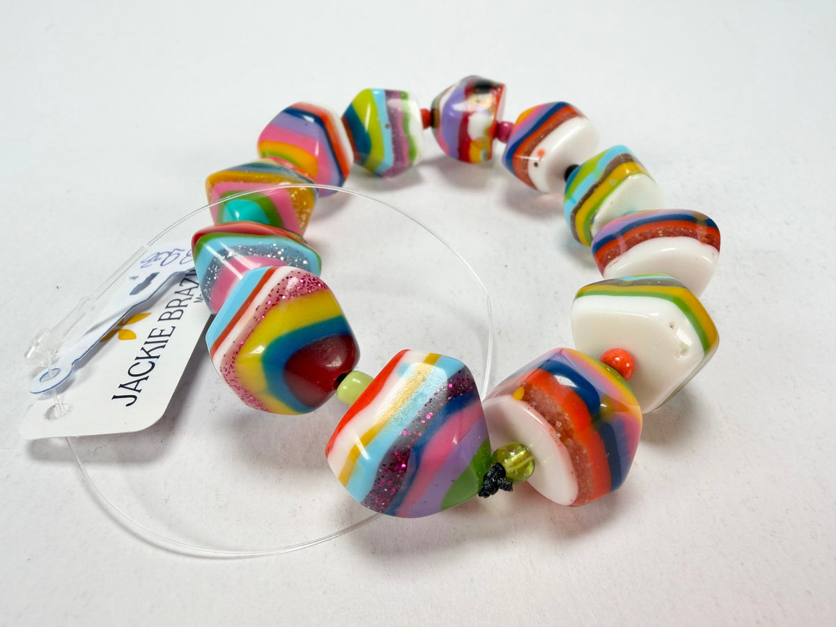 Jackie Brazil "Camille" Liquorice Stripes x Kandinsky Small Stones Resin Bracelet ( B0930 )