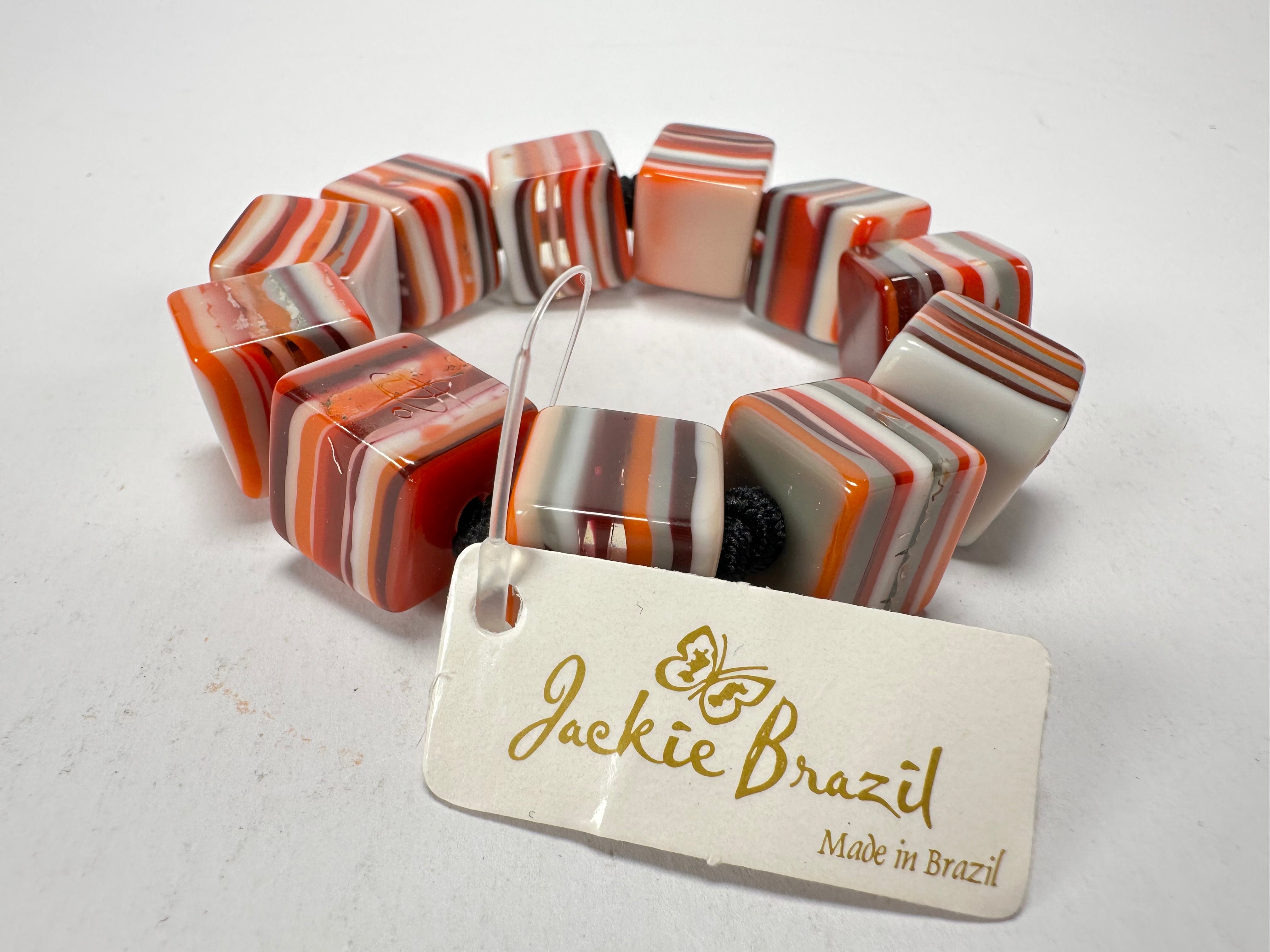 Jackie Brazil "POP" Liquorice Orange Mix Small Cubes Bracelet ( B0224 )