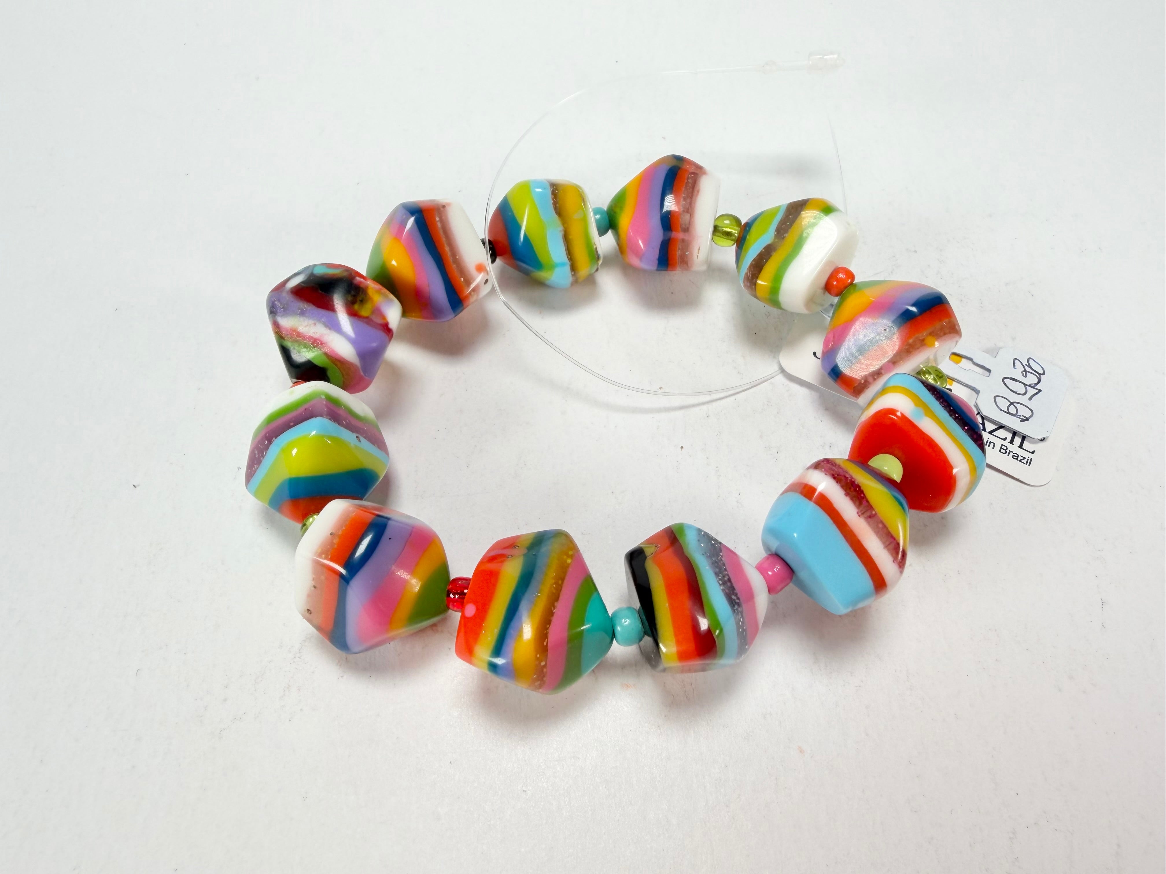 Jackie Brazil "Camille" Liquorice Stripes x Kandinsky Small Stones Resin Bracelet ( B0930 )