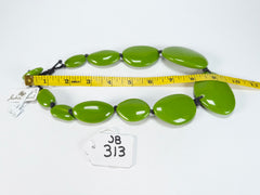 Jackie Brazil "Green Gloss" Short Flat Riverstones 50cm Necklace ( N3616 )