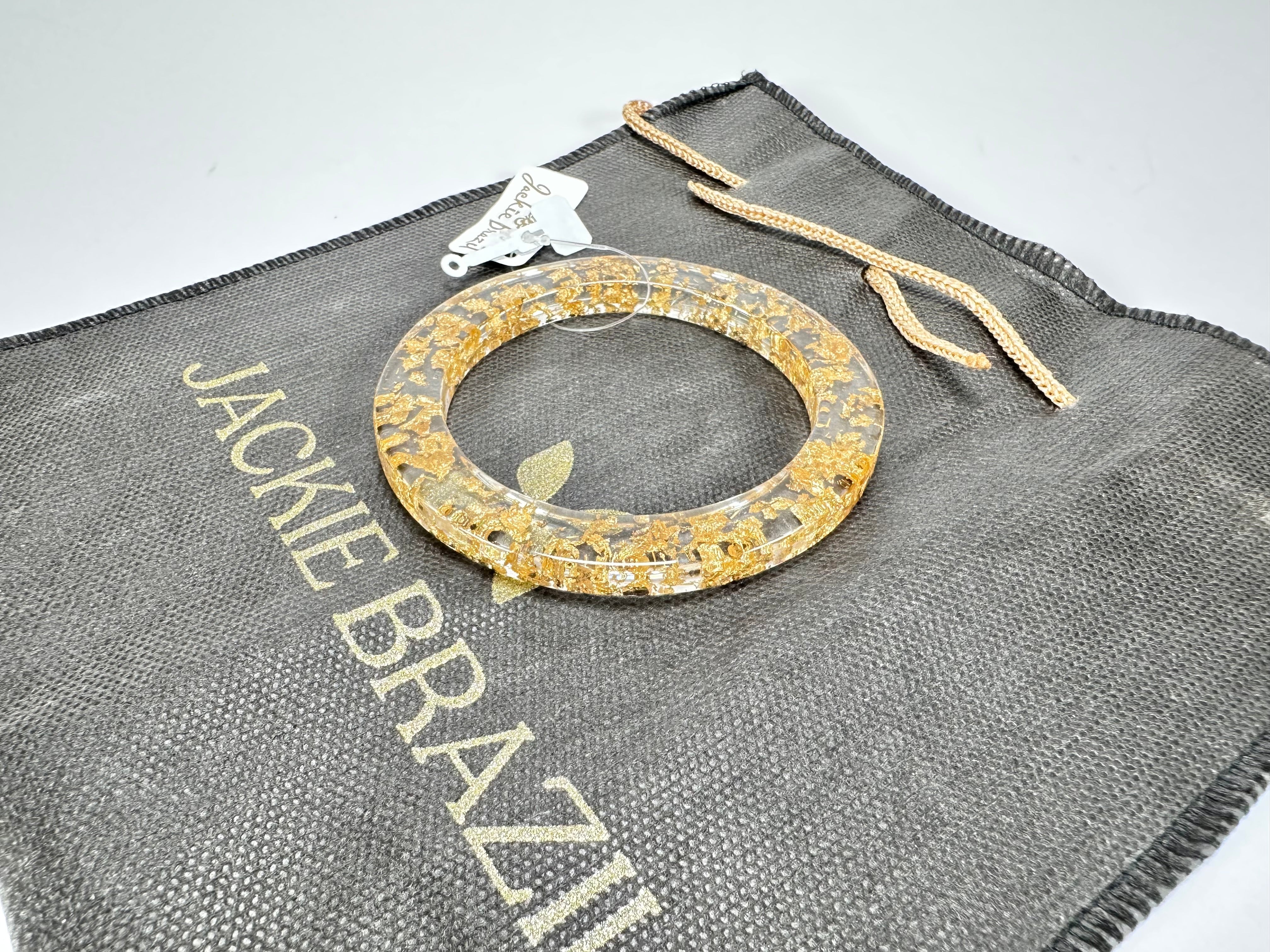 Jackie Brazil "Olympic" Gold Flakes Solid Round 0.6cm Resin Bangle ( B0200 )