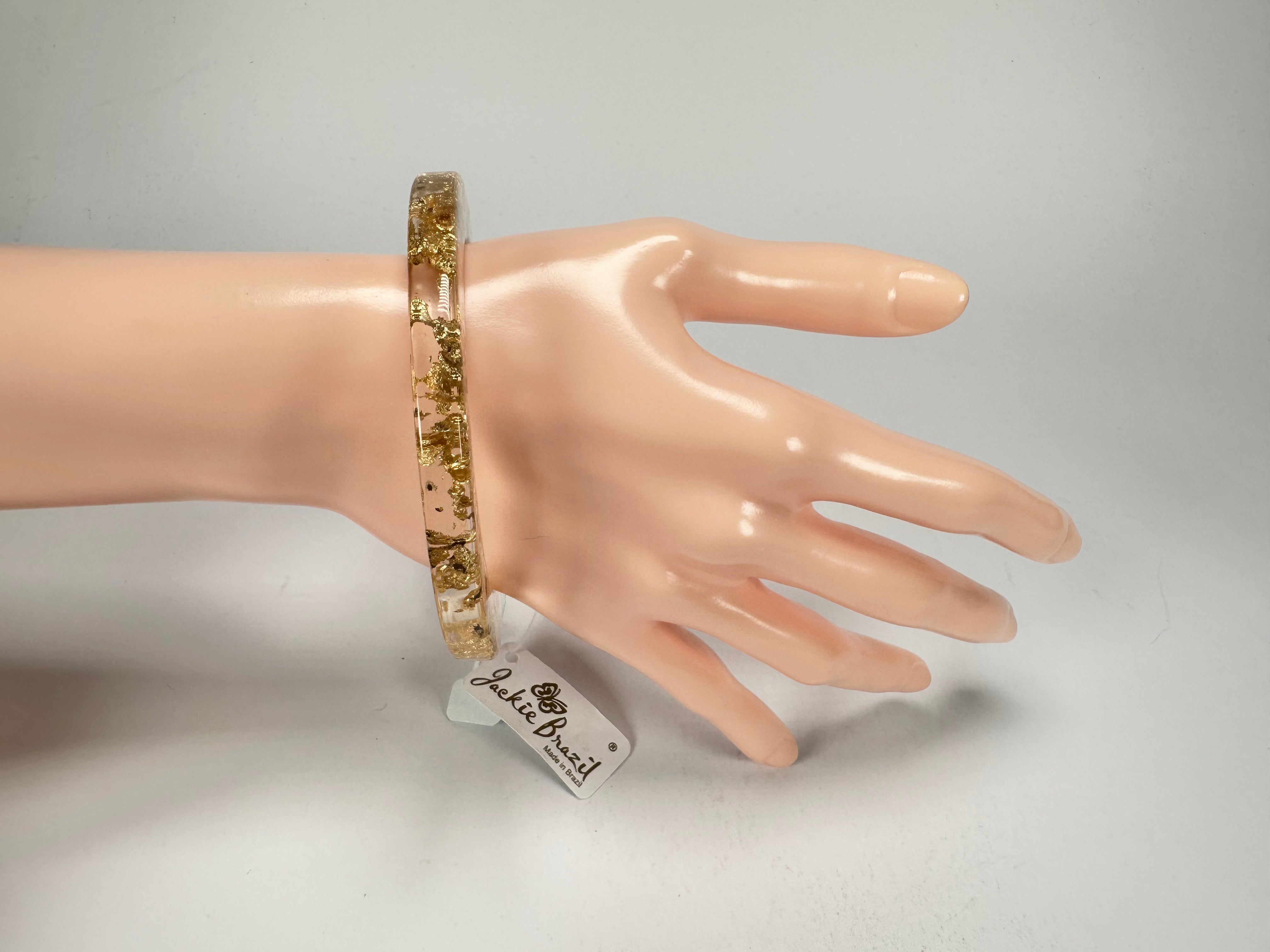 Jackie Brazil "Olympic" Gold Flakes Solid Round 0.6cm Resin Bangle ( B0200 )