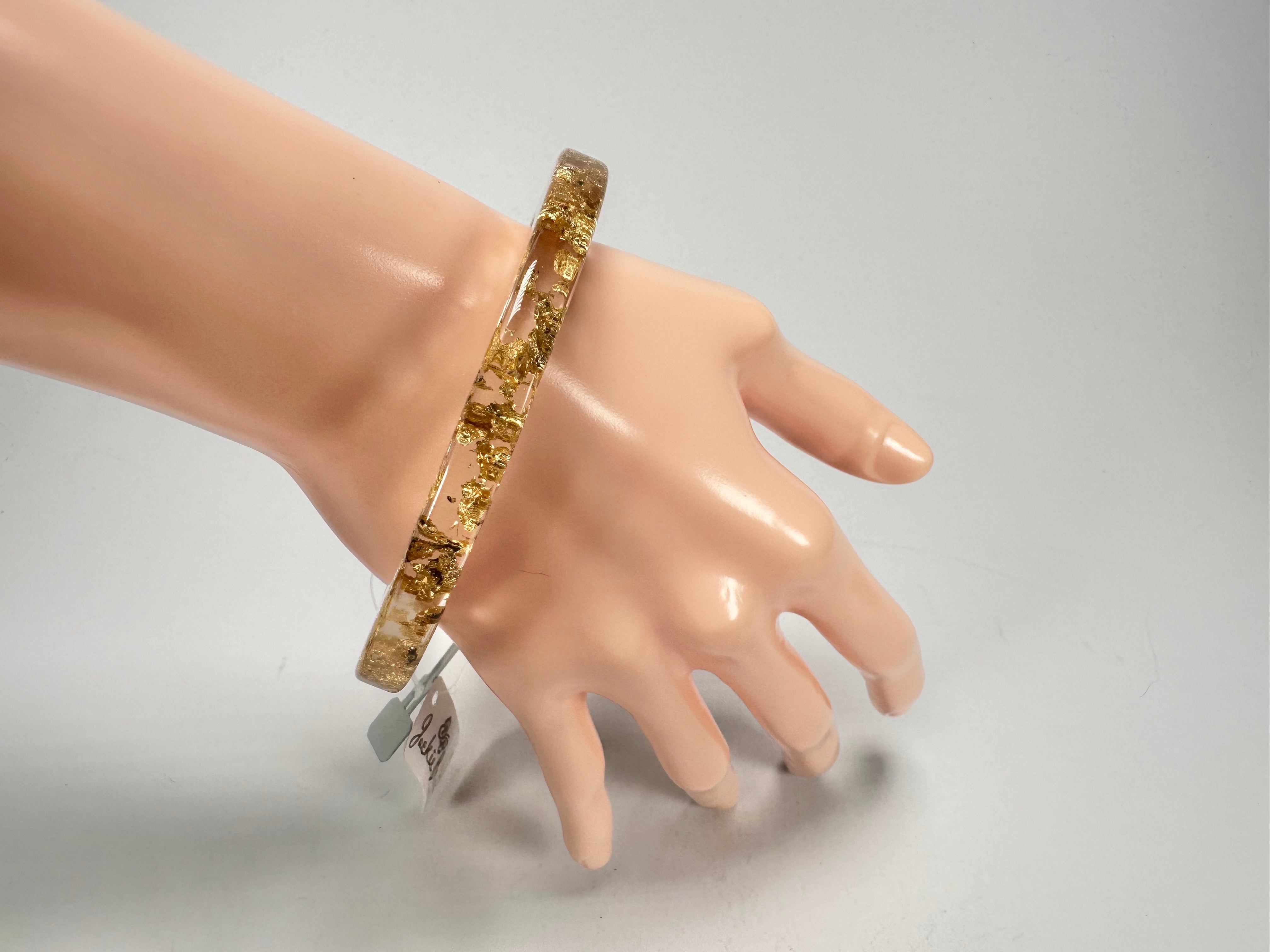 Jackie Brazil "Olympic" Gold Flakes Solid Round 0.6cm Resin Bangle ( B0200 )