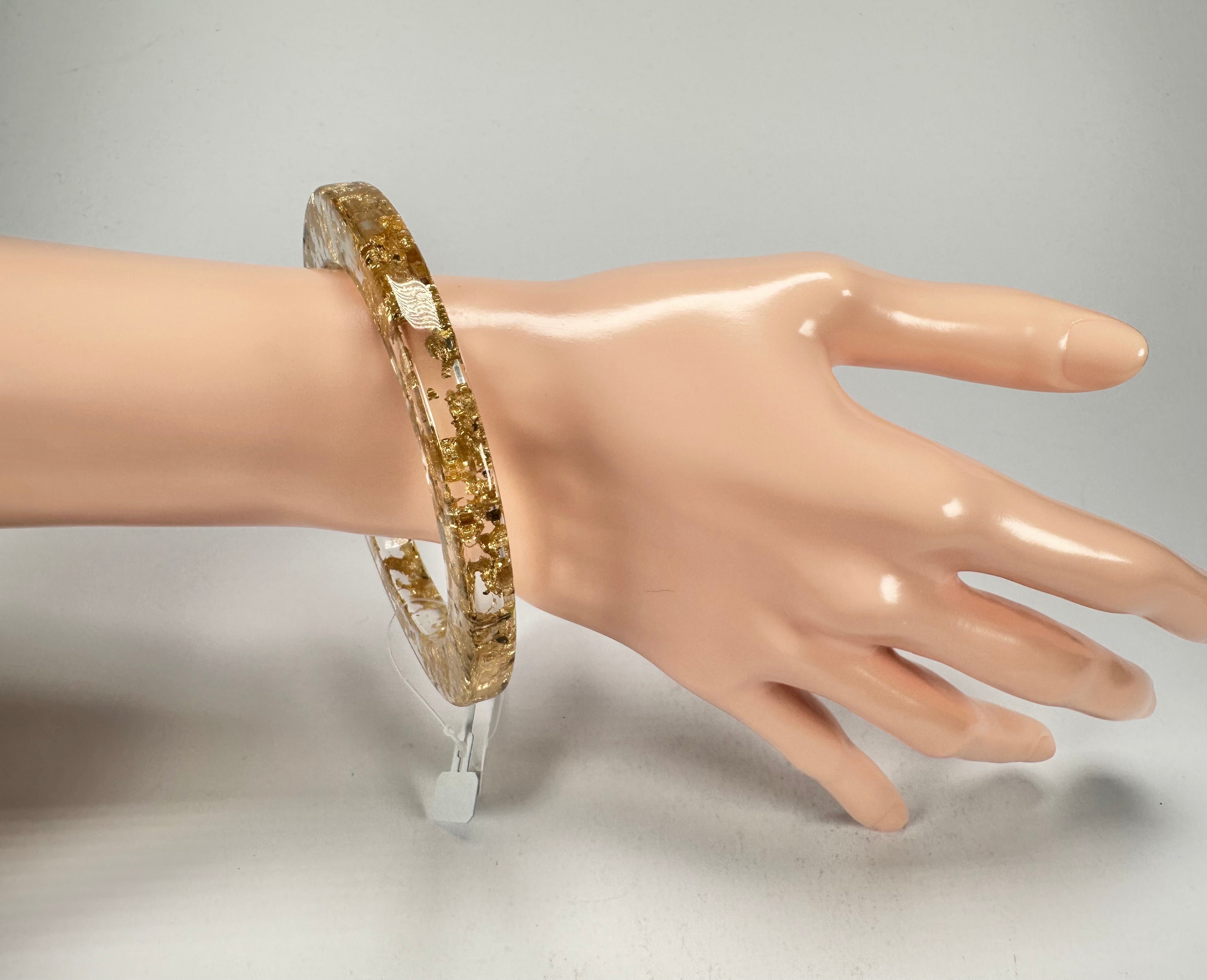 Jackie Brazil "Olympic" Gold Flakes Solid Round 0.6cm Resin Bangle ( B0200 )