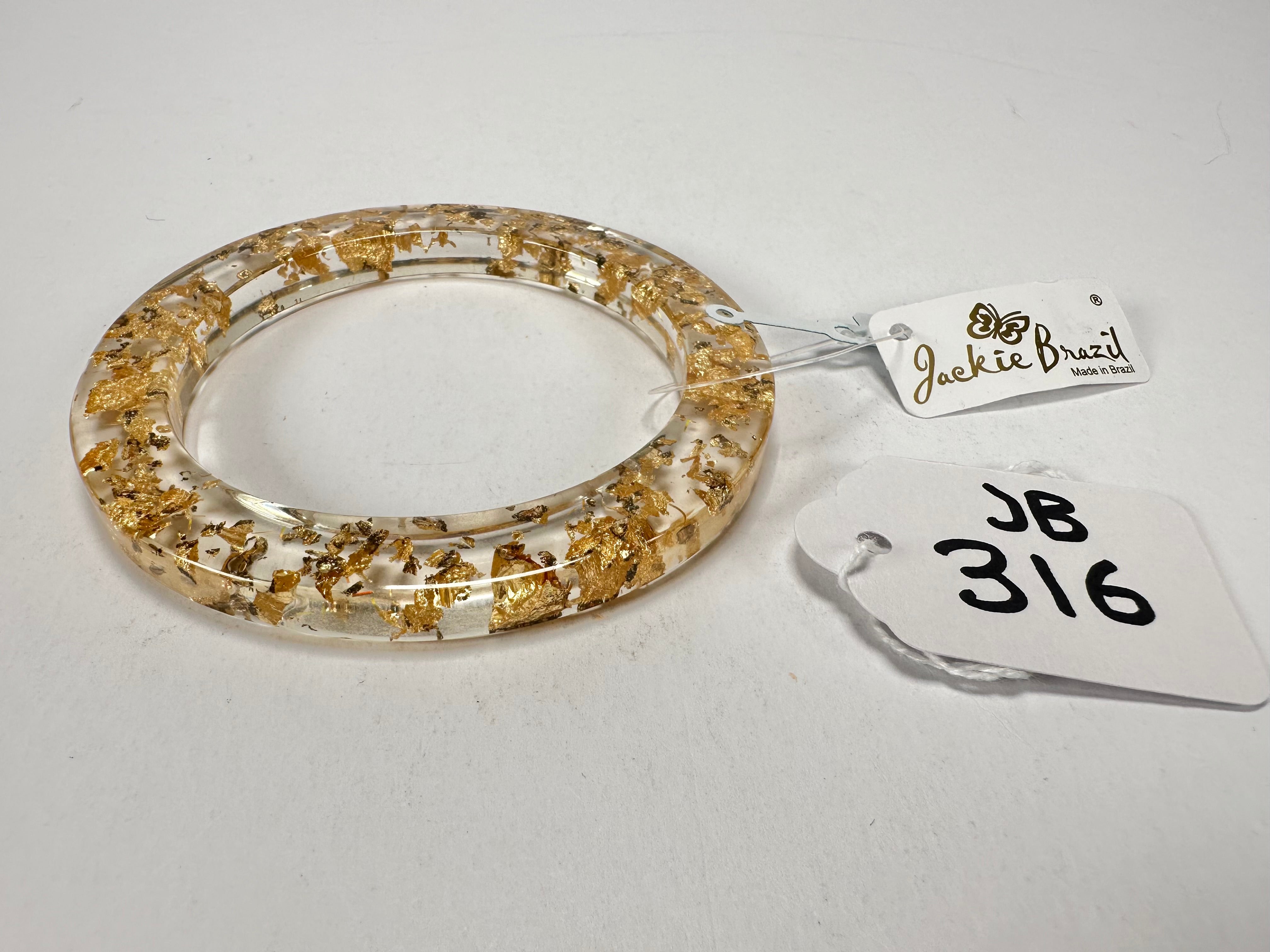 Jackie Brazil "Olympic" Gold Flakes Solid Round 0.6cm Resin Bangle ( B0200 )