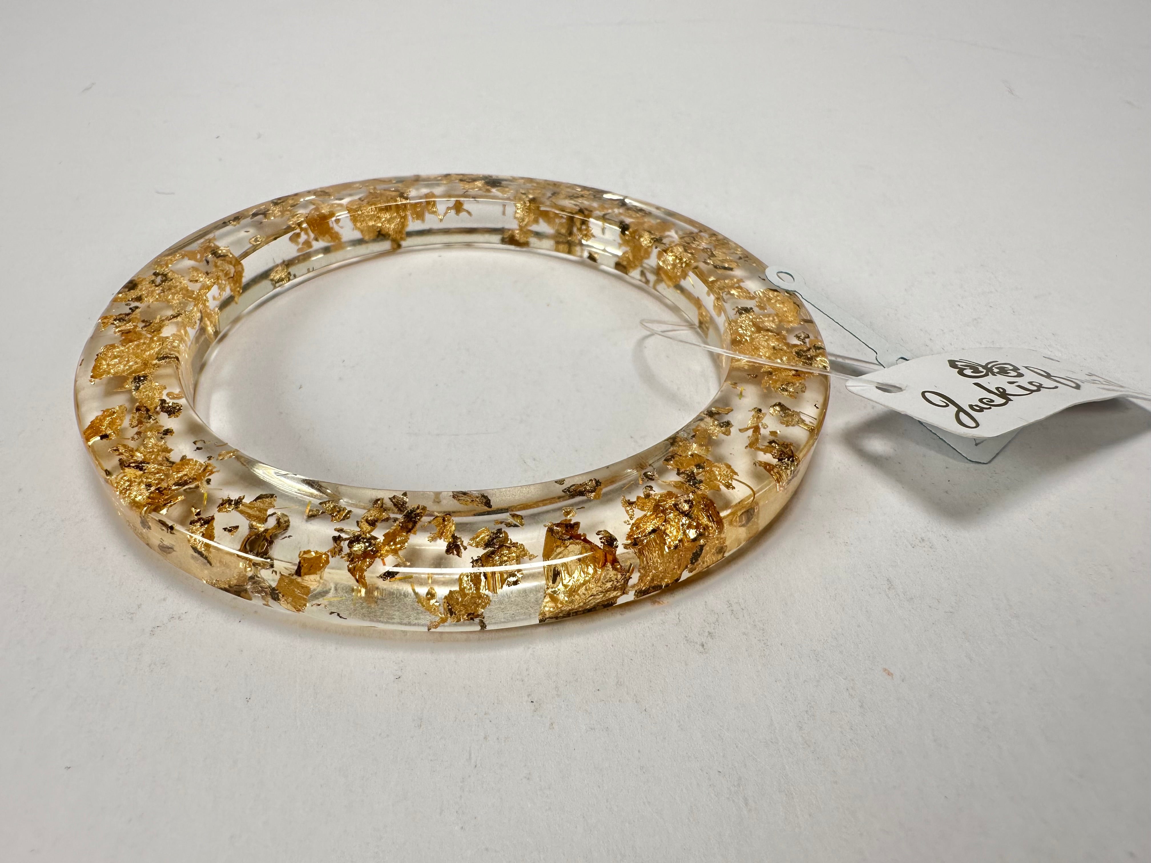 Jackie Brazil "Olympic" Gold Flakes Solid Round 0.6cm Resin Bangle ( B0200 )