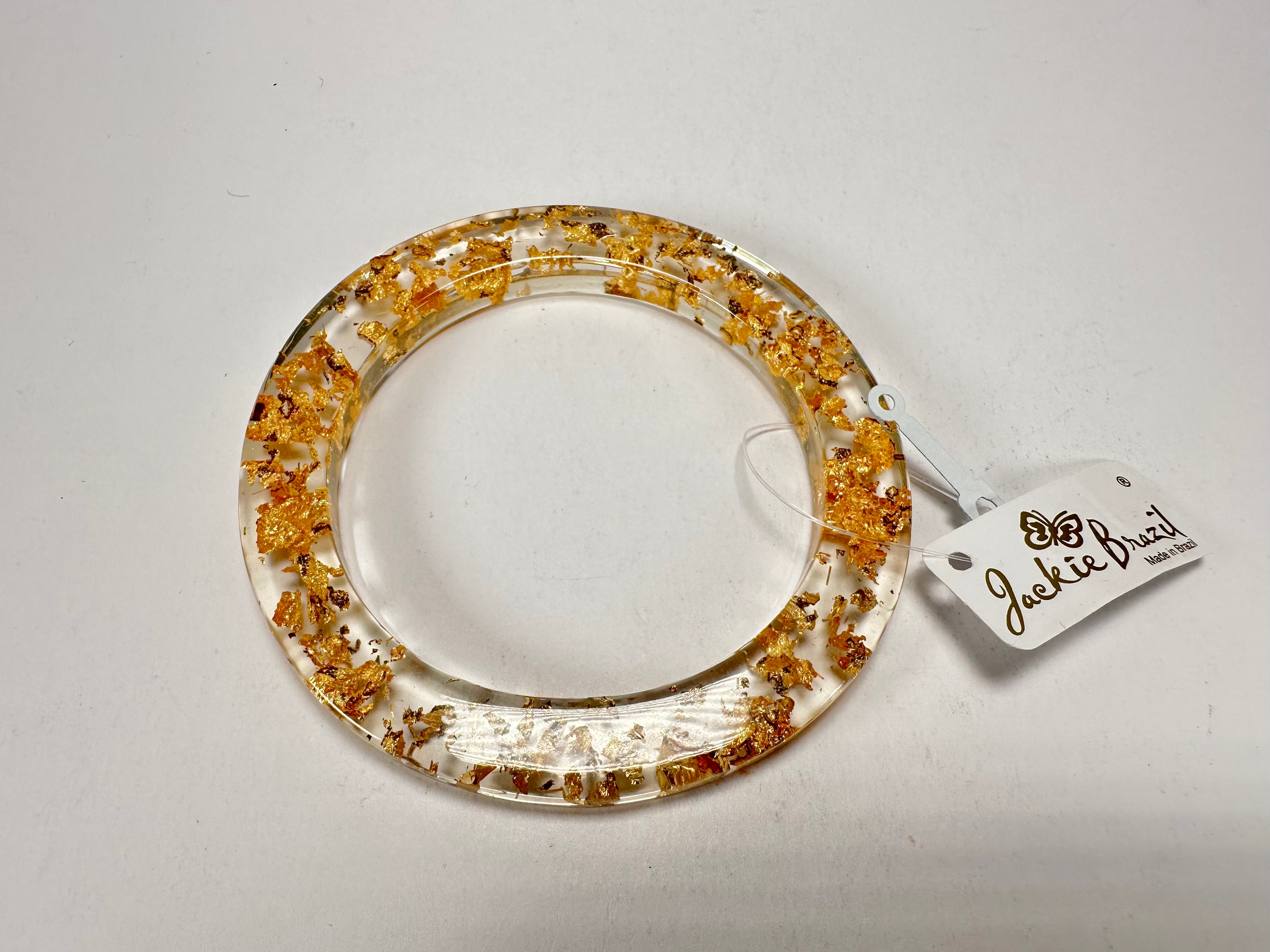 Jackie Brazil "Olympic" Gold Flakes Solid Round 0.6cm Resin Bangle ( B0200 )