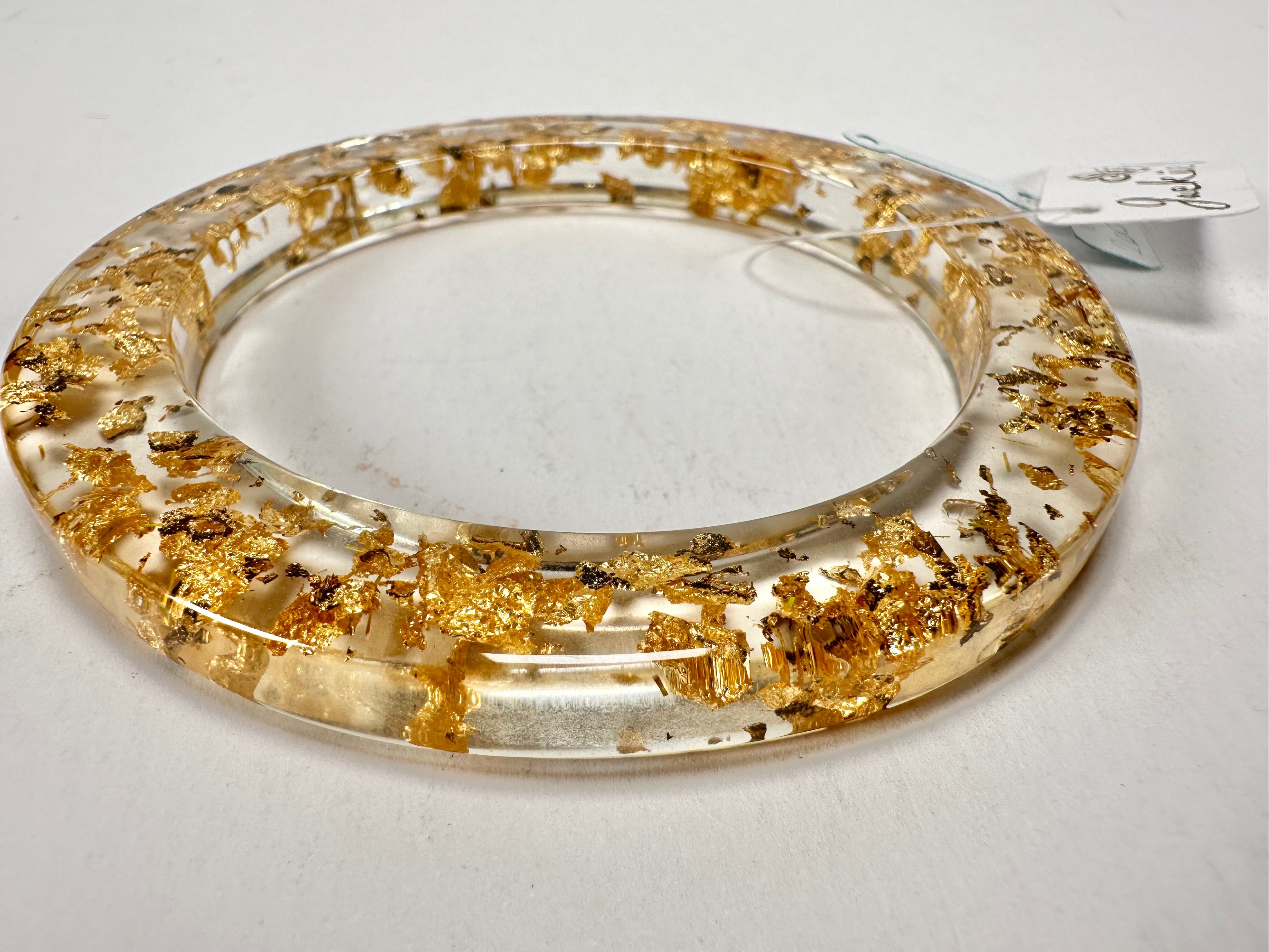Jackie Brazil "Olympic" Gold Flakes Solid Round 0.6cm Resin Bangle ( B0200 )
