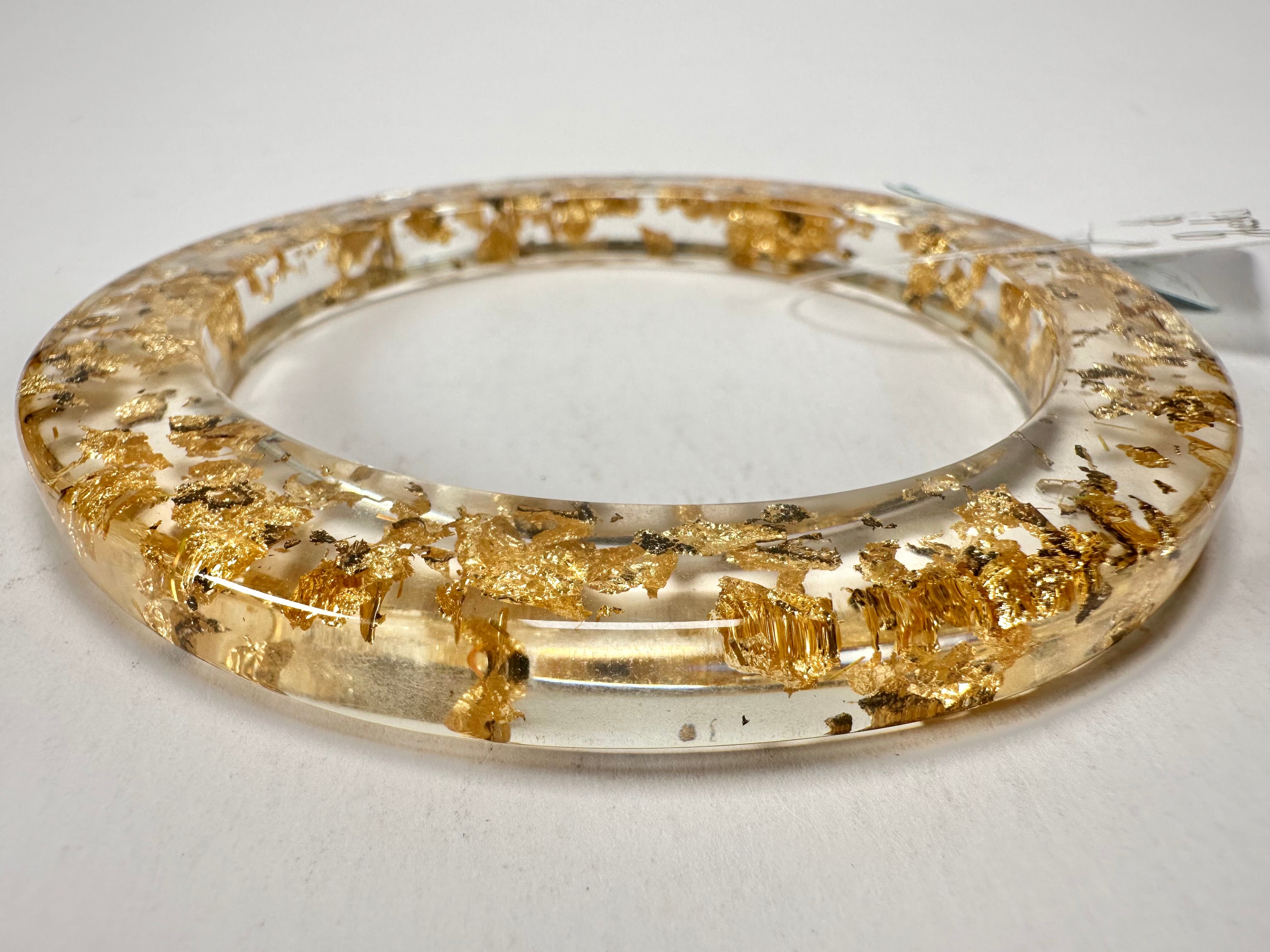 Jackie Brazil "Olympic" Gold Flakes Solid Round 0.6cm Resin Bangle ( B0200 )