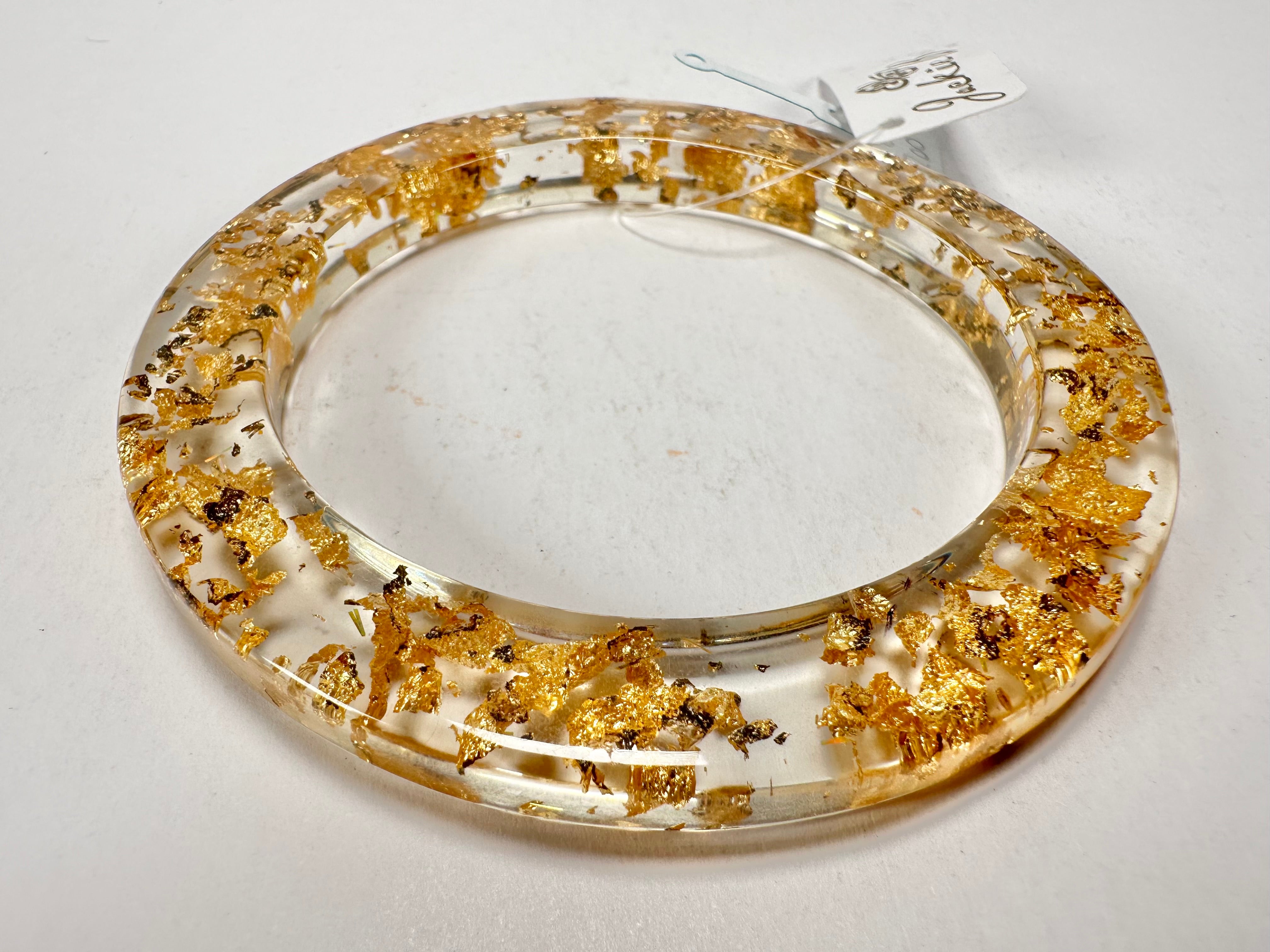Jackie Brazil "Olympic" Gold Flakes Solid Round 0.6cm Resin Bangle ( B0200 )
