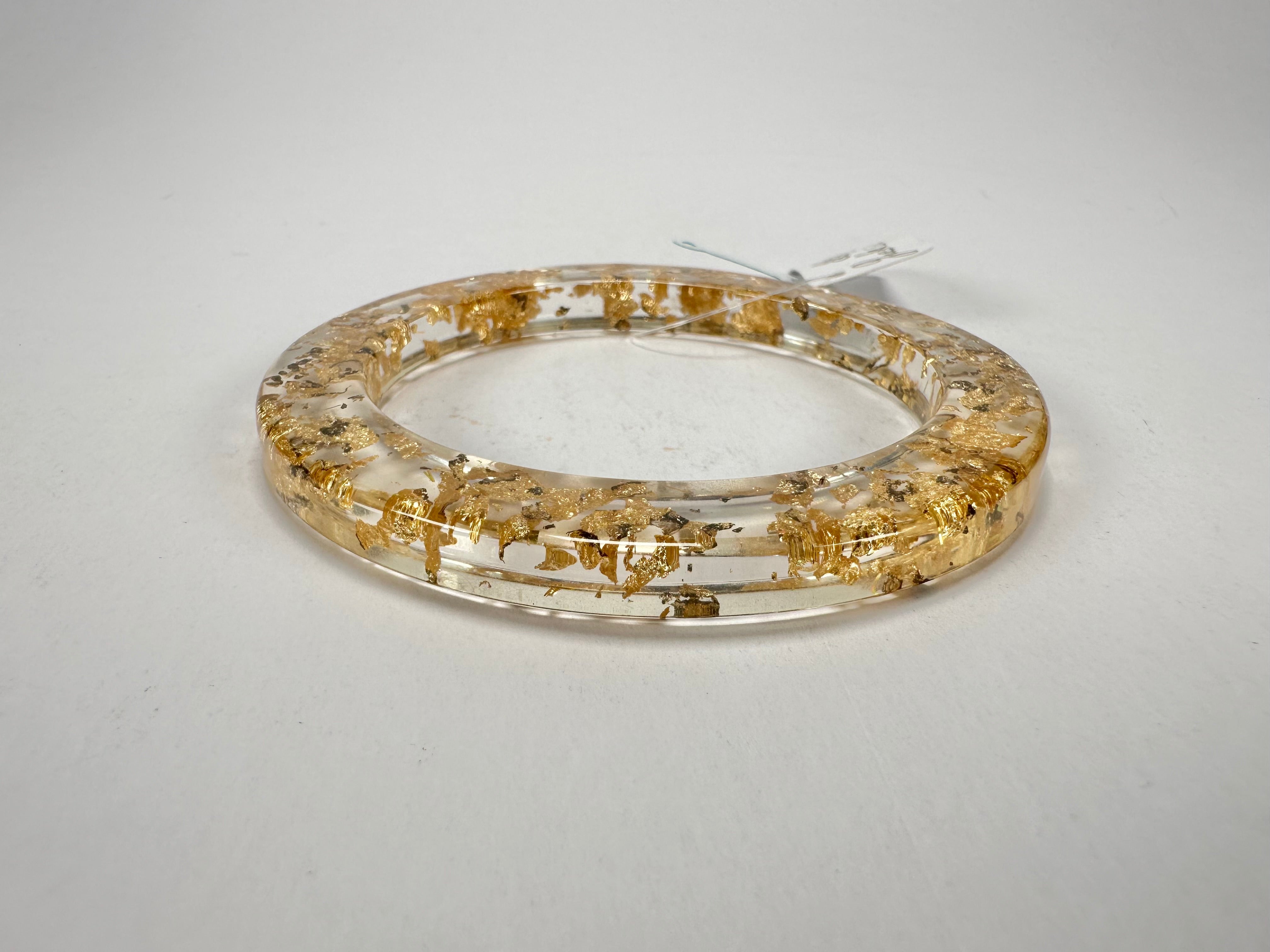 Jackie Brazil "Olympic" Gold Flakes Solid Round 0.6cm Resin Bangle ( B0200 )