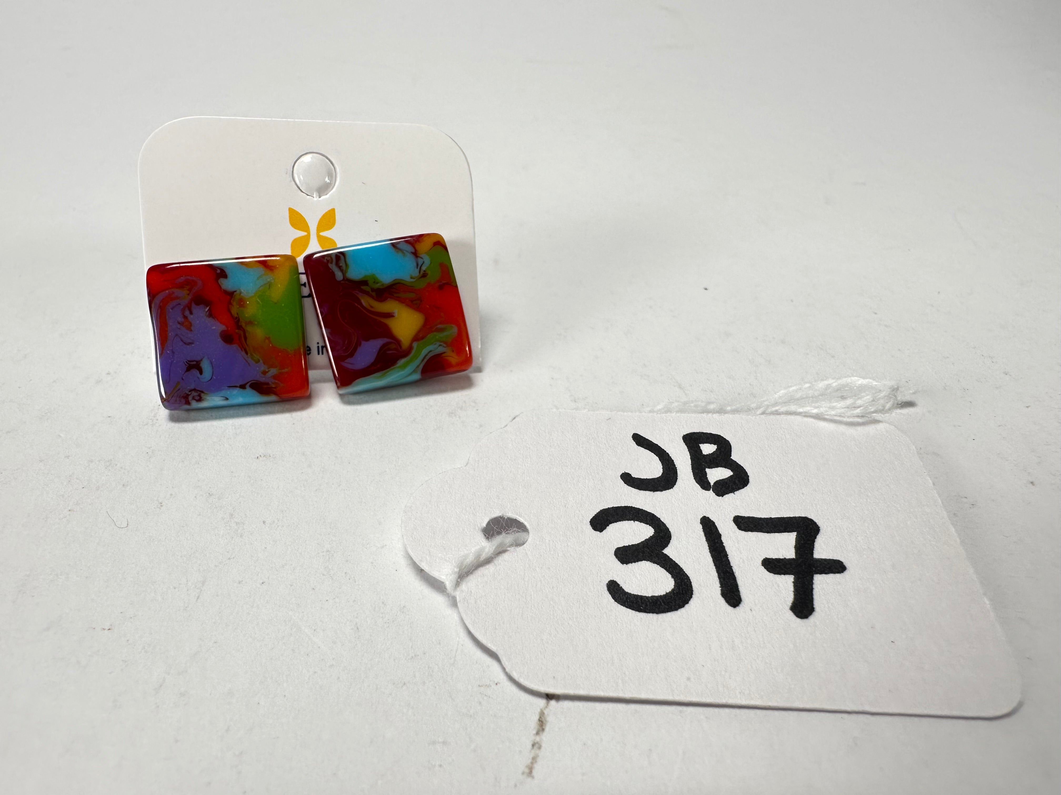 Jackie Brazil "Kandinsky" Small Square Resin Earrings ( E0074 )