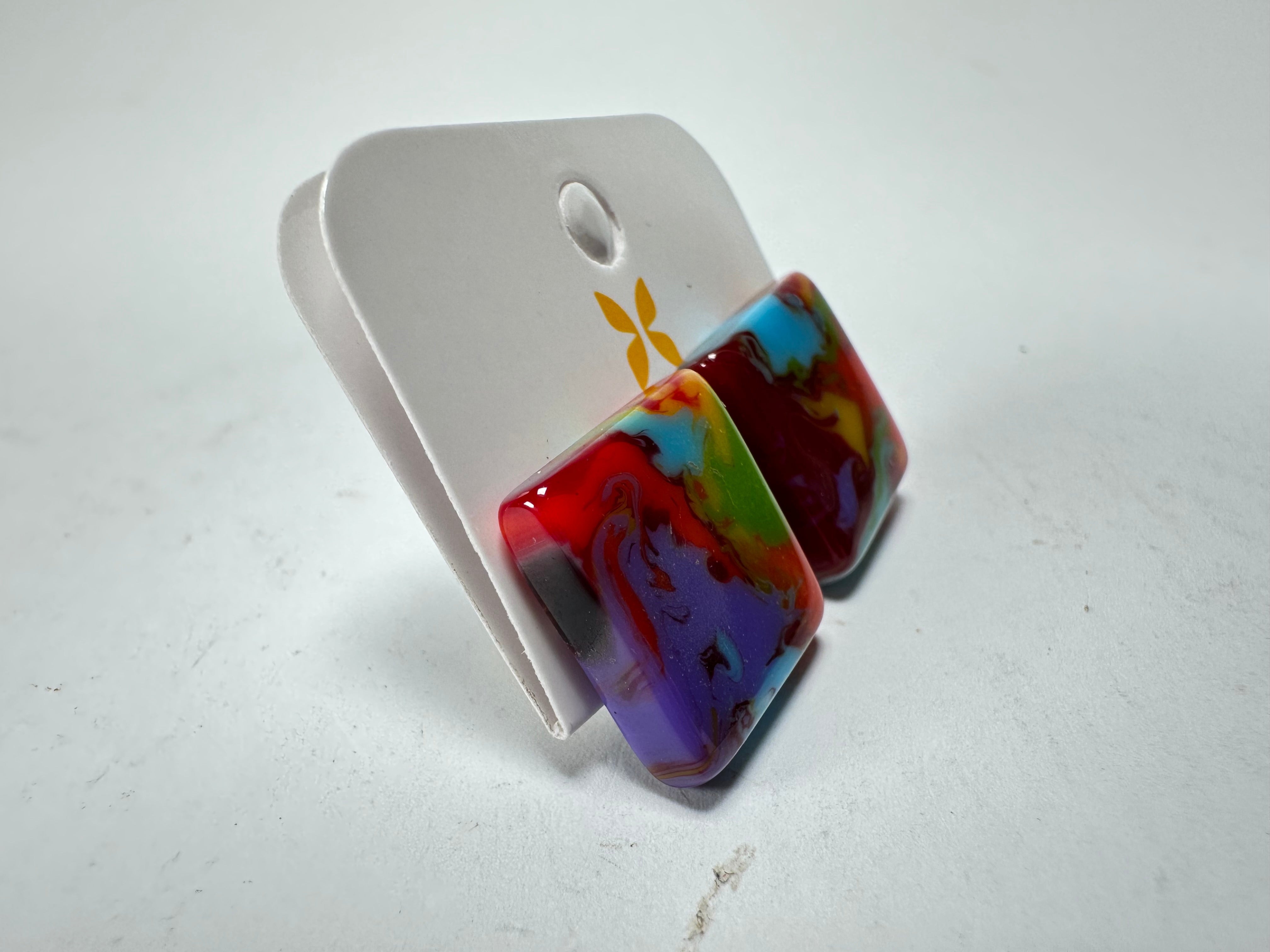 Jackie Brazil "Kandinsky" Small Square Resin Earrings ( E0074 )