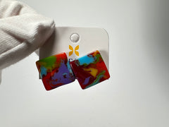 Jackie Brazil "Kandinsky" Small Square Resin Earrings ( E0074 )