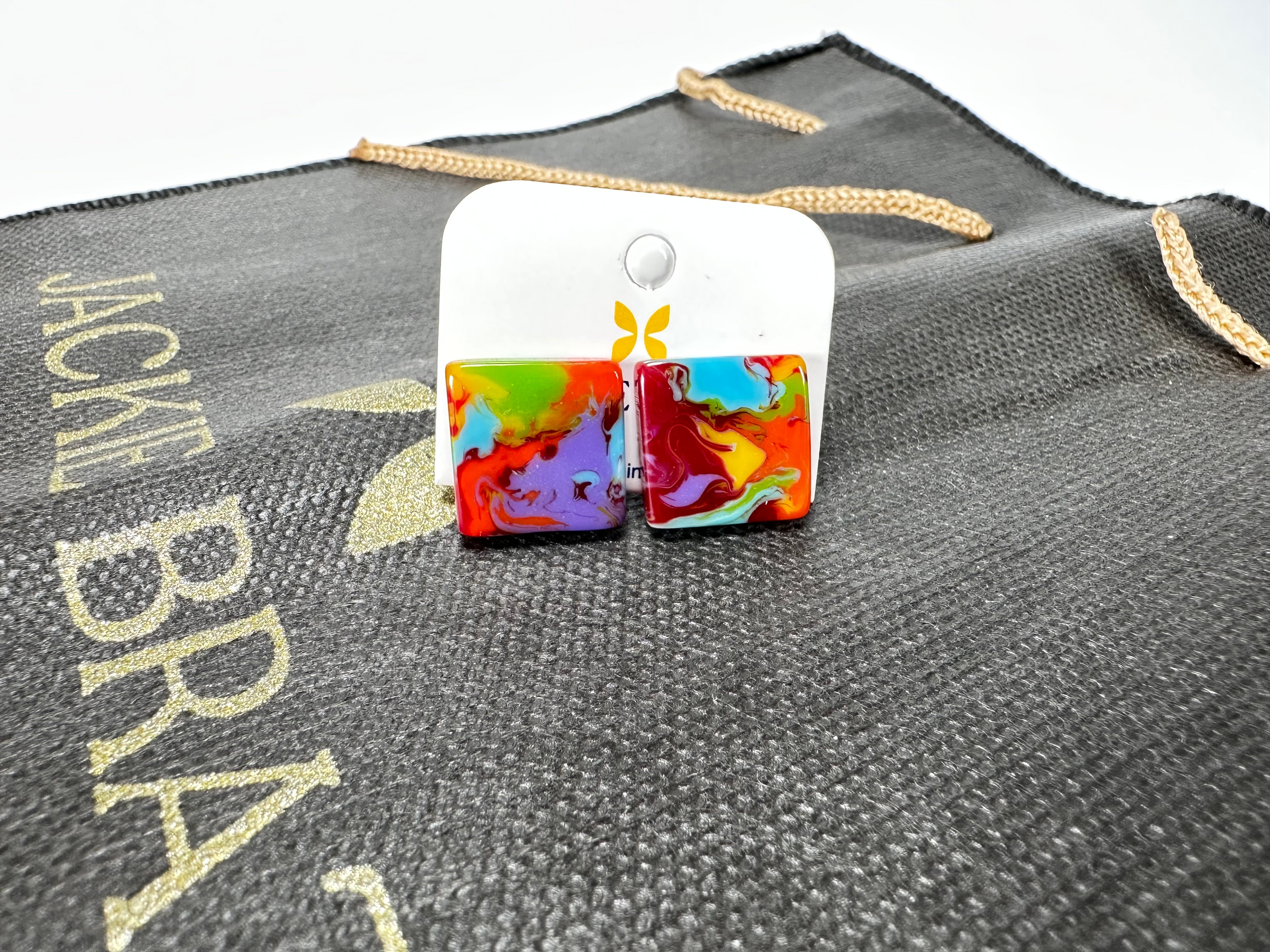 Jackie Brazil "Kandinsky" Small Square Resin Earrings ( E0074 )