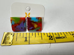 Jackie Brazil "Kandinsky" Small Square Resin Earrings ( E0074 )