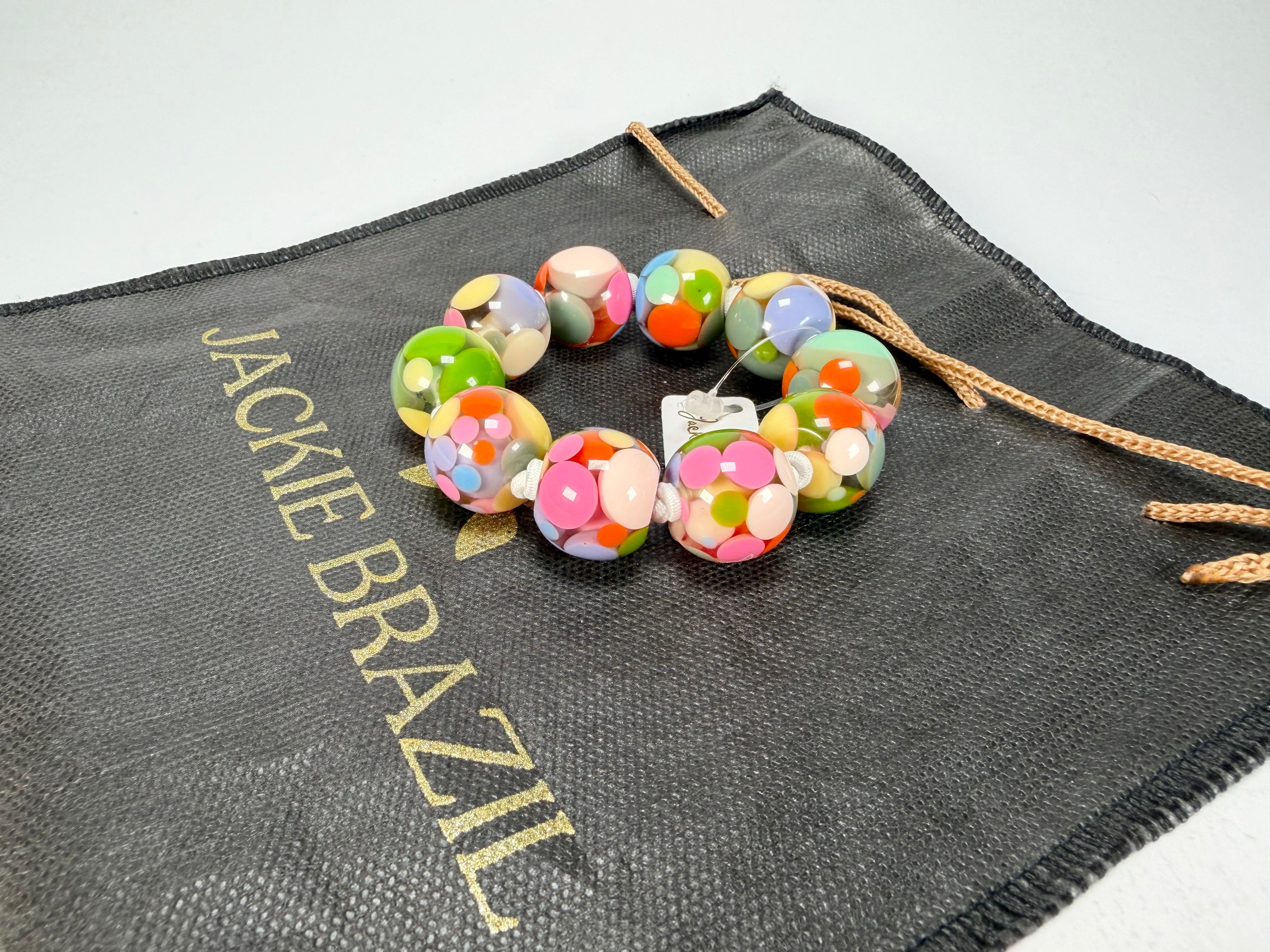 Jackie Brazil "Spots" Spotted Balls On Elastic Resin Bracelet ( B1470 )