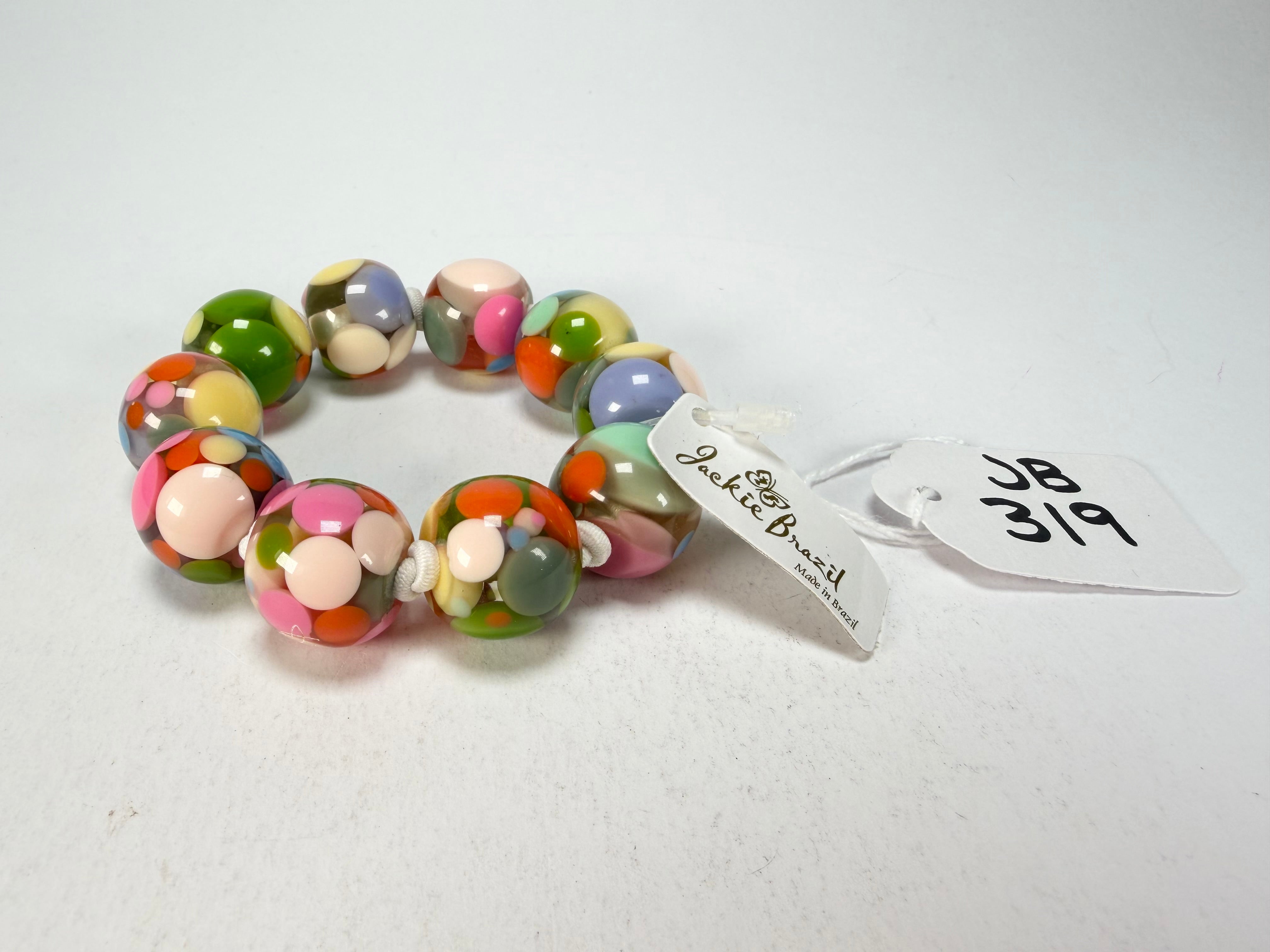 Jackie Brazil "Spots" Spotted Balls On Elastic Resin Bracelet ( B1470 )