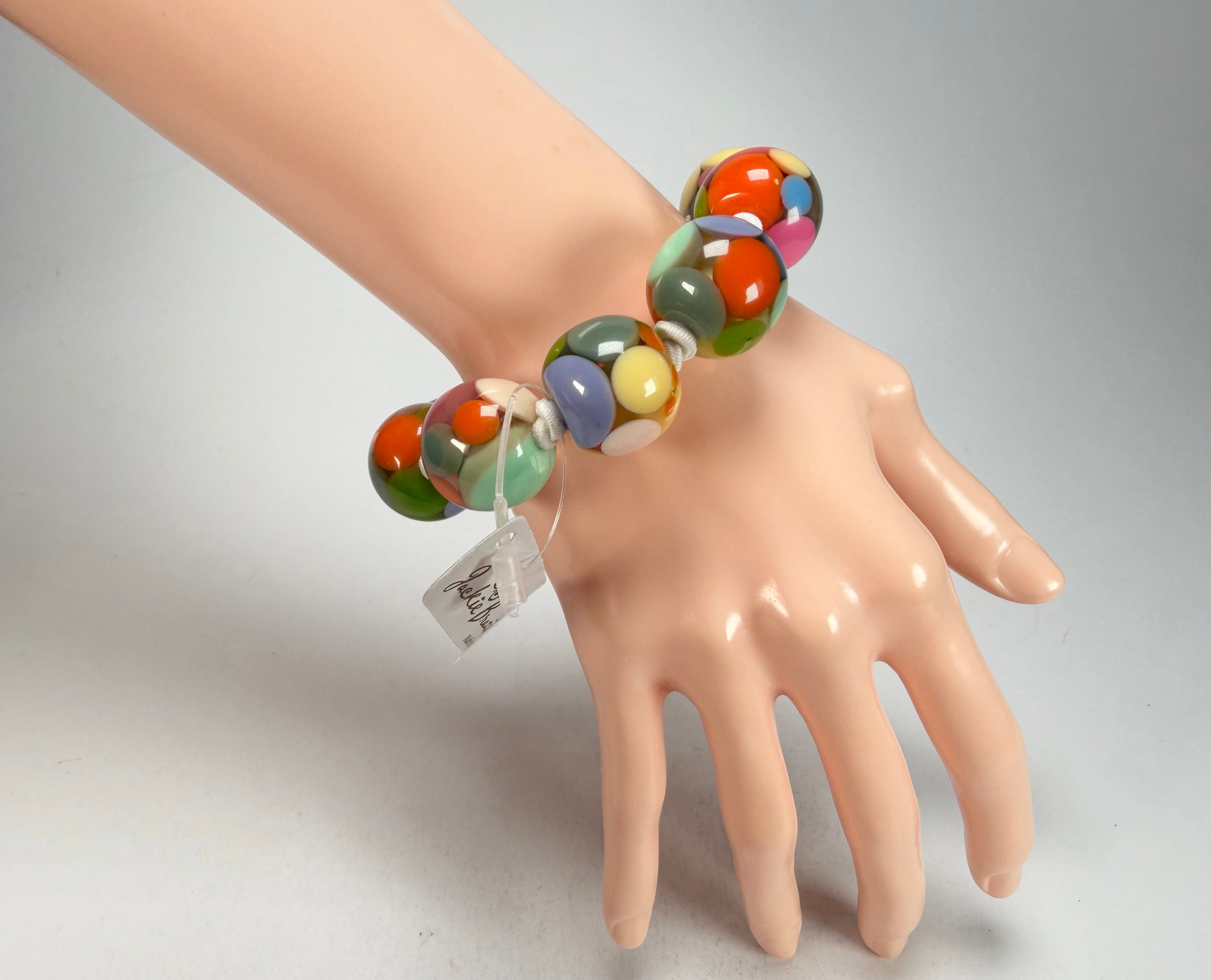 Jackie Brazil "Spots" Spotted Balls On Elastic Resin Bracelet ( B1470 )