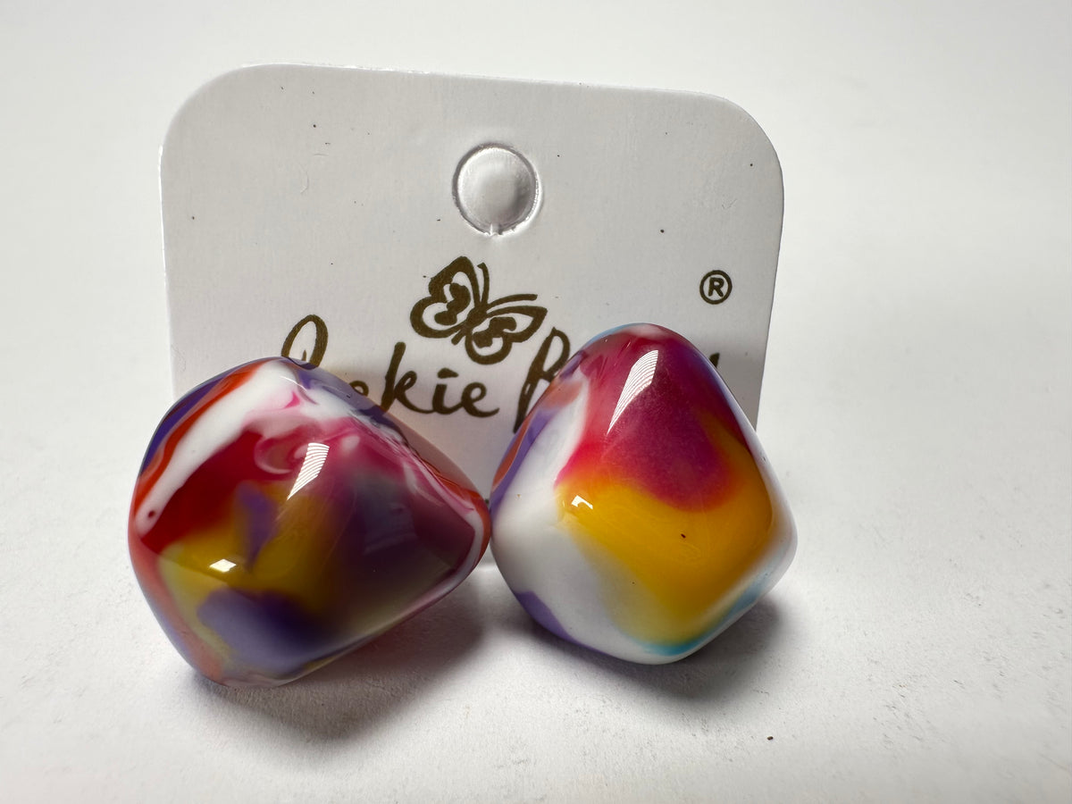 Jackie Brazil "Camille" Kandinsky Abstract Resin Earrings ( E1053 )