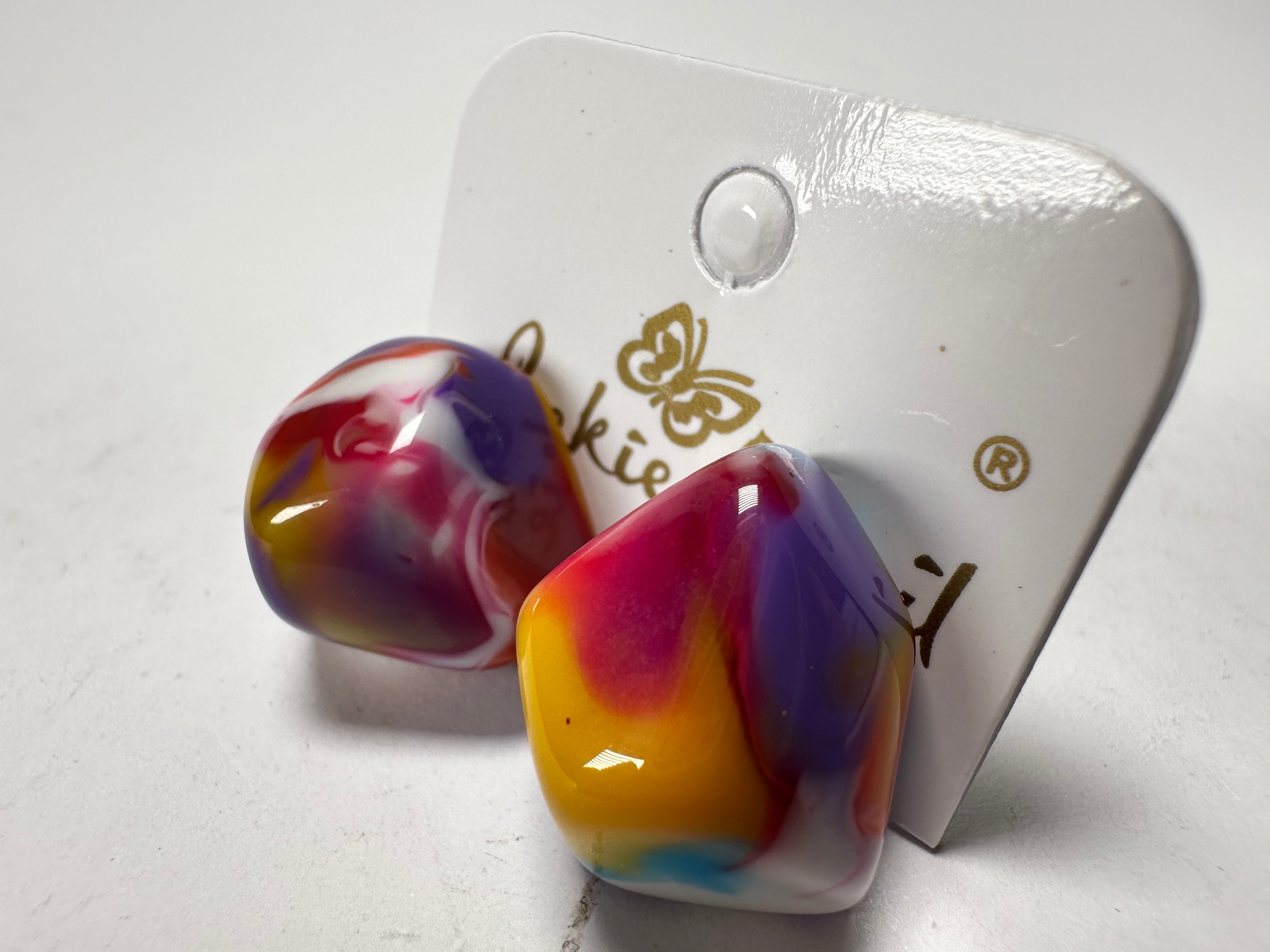 Jackie Brazil "Camille" Kandinsky Abstract Resin Earrings ( E1053 )