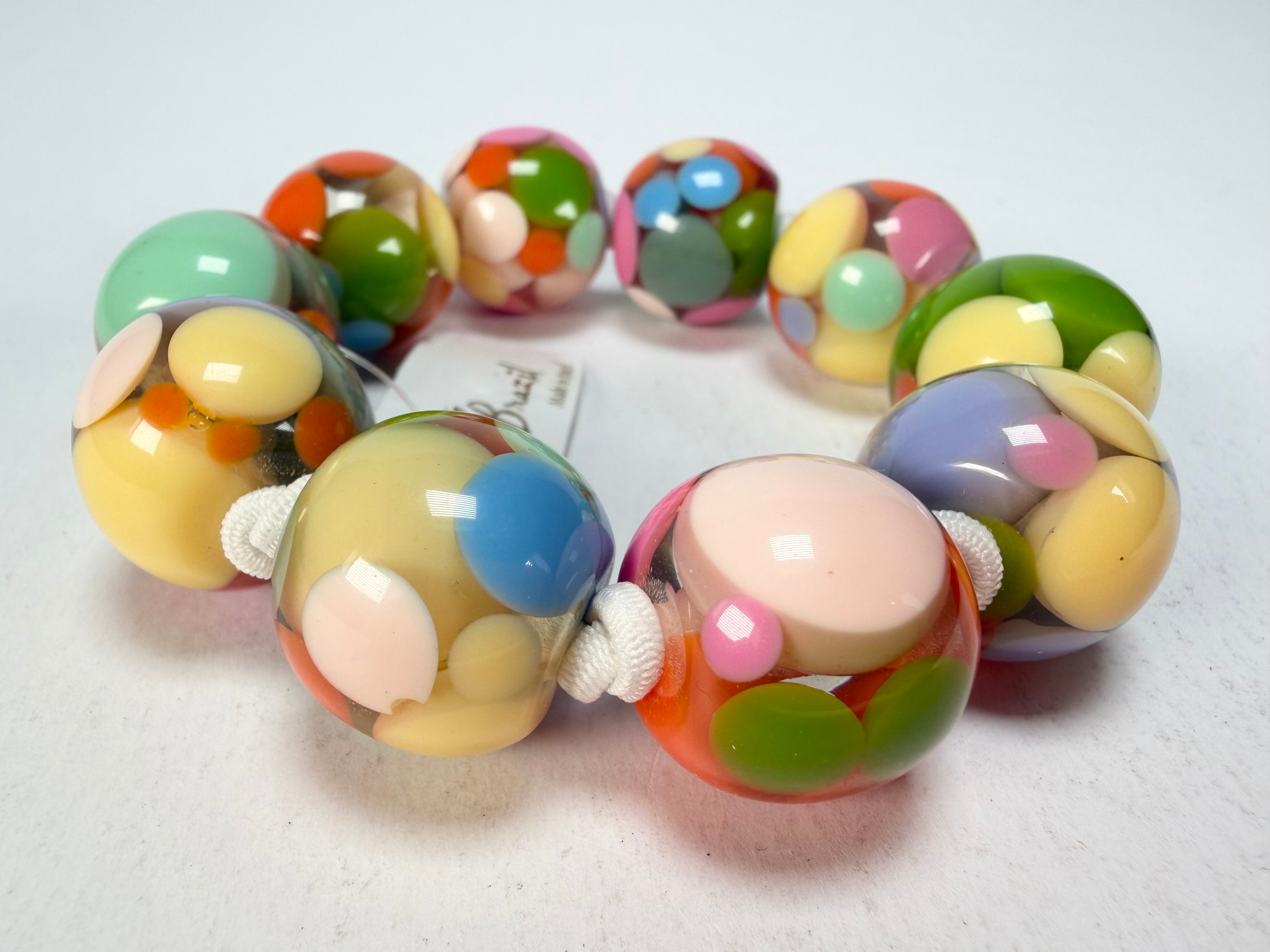 Jackie Brazil "Spots" Spotted Balls On Elastic Resin Bracelet ( B1470 )