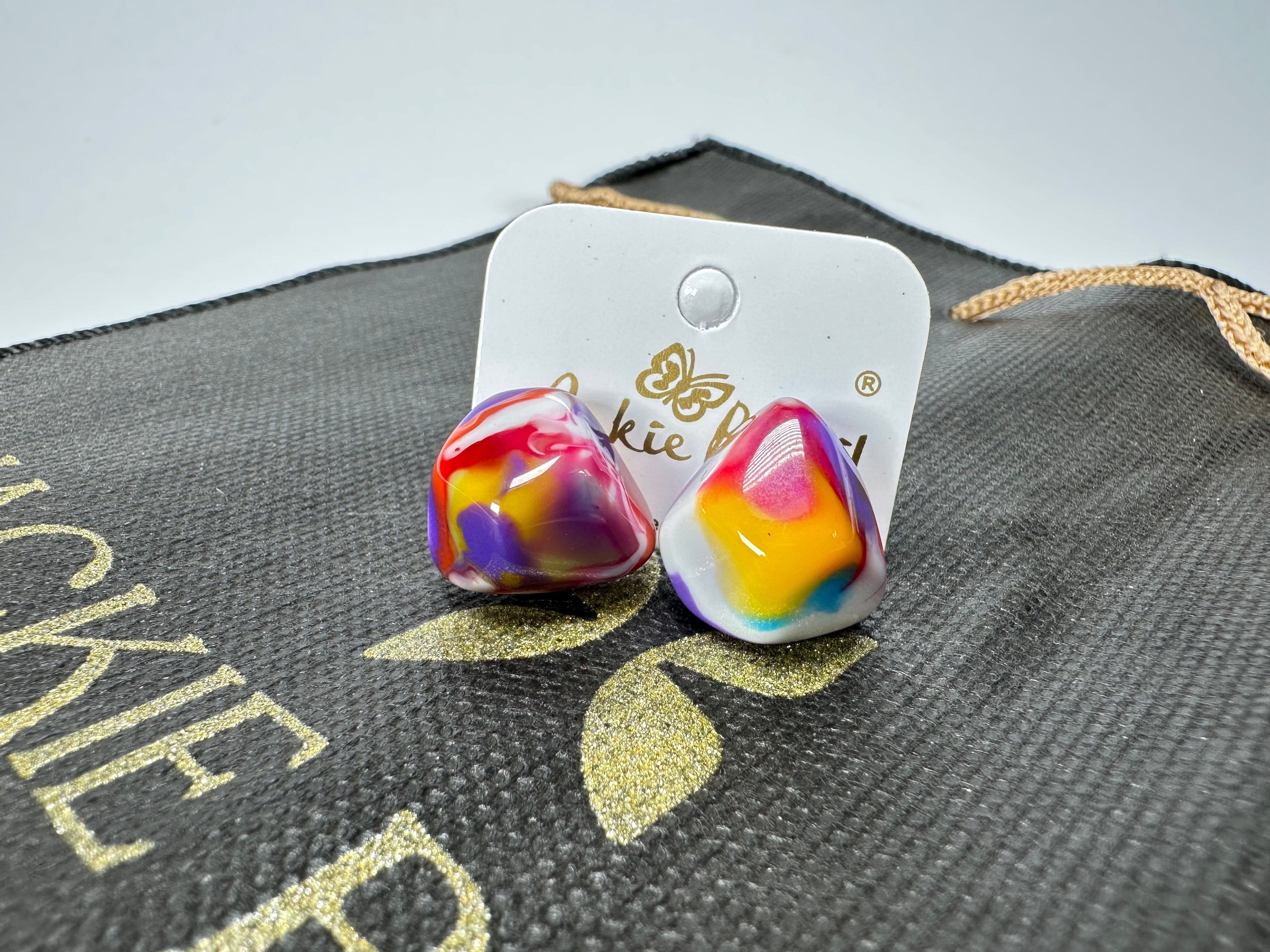 Jackie Brazil "Camille" Kandinsky Abstract Resin Earrings ( E1053 )