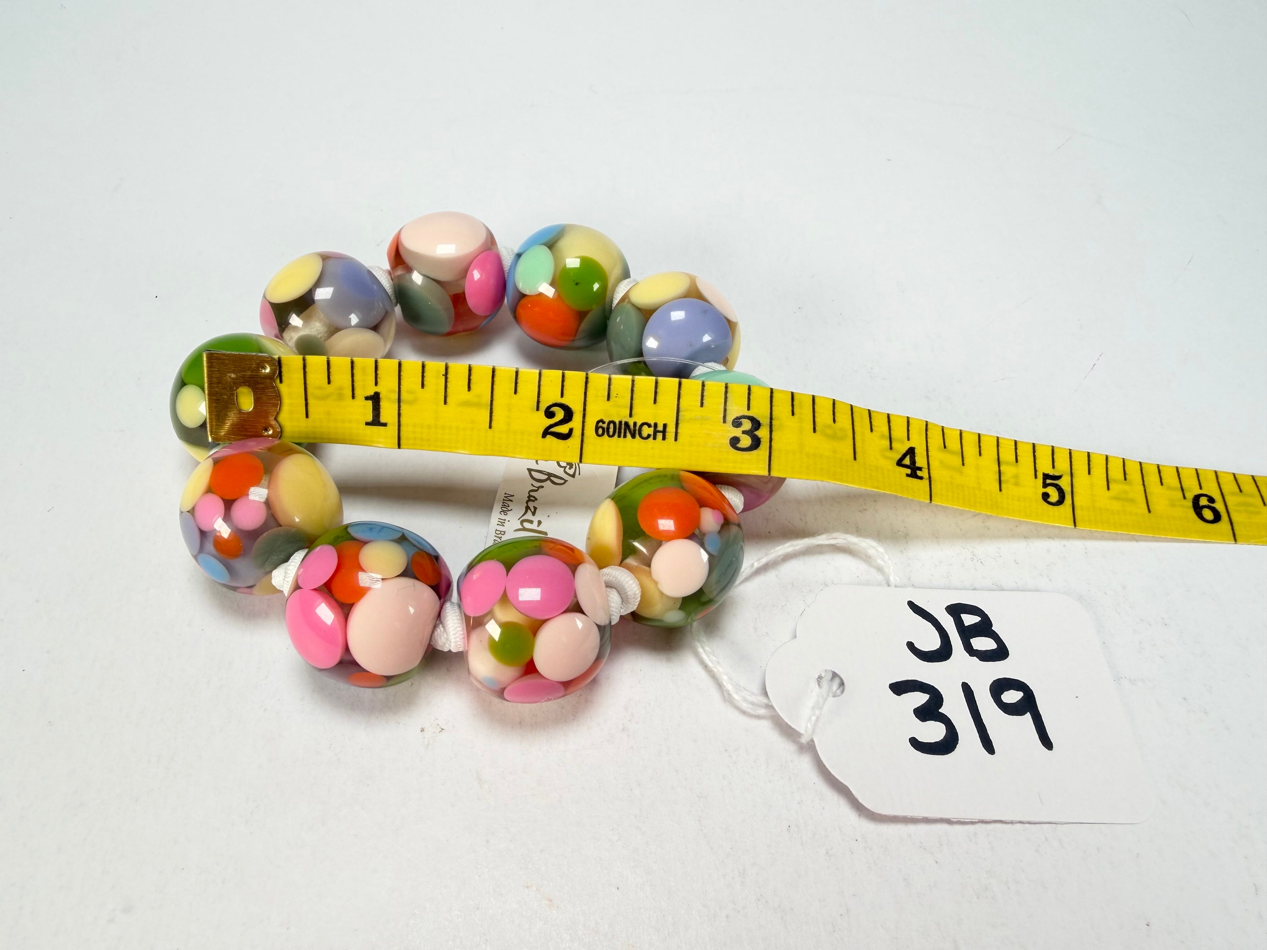Jackie Brazil "Spots" Spotted Balls On Elastic Resin Bracelet ( B1470 )