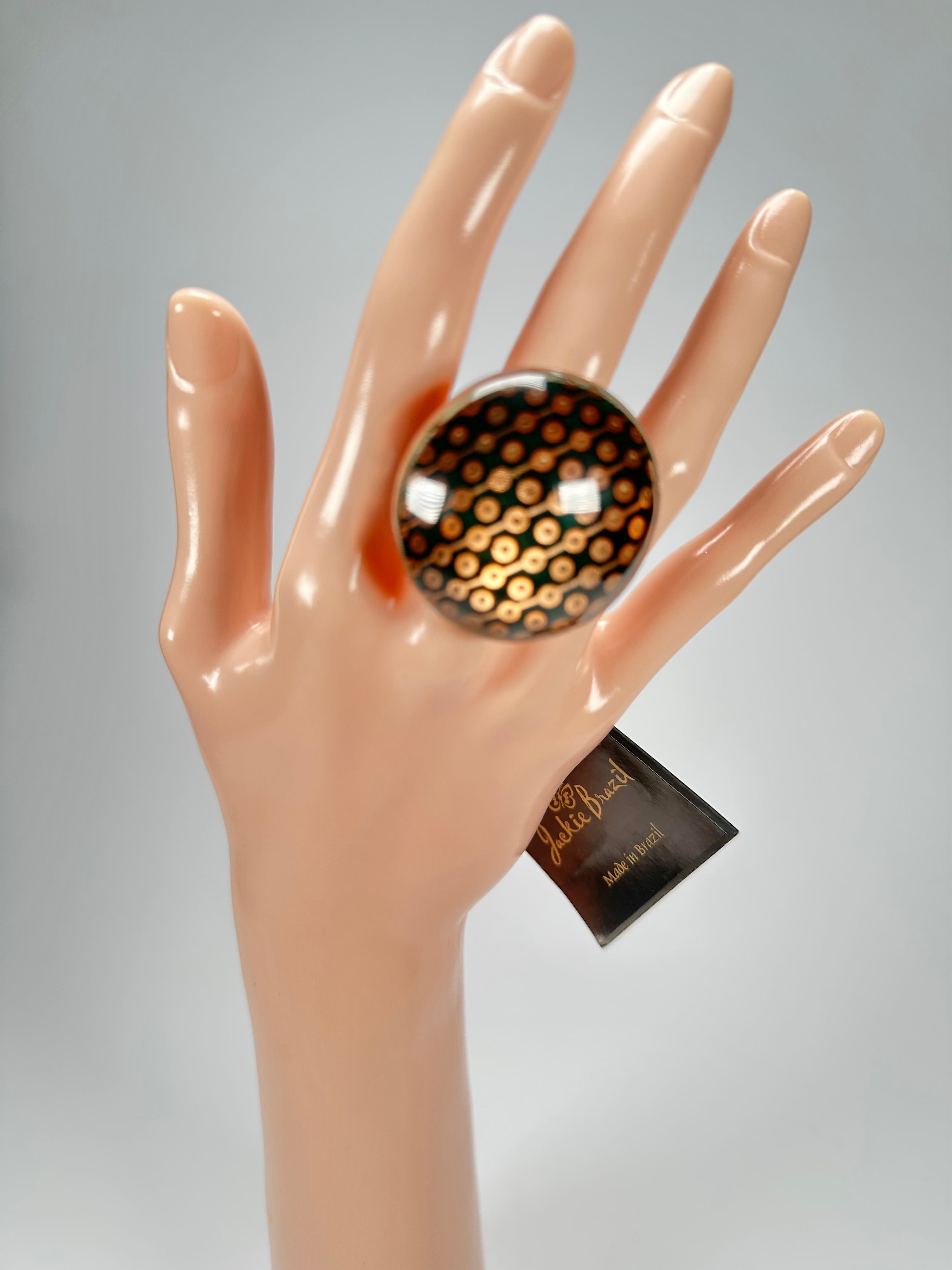 Jackie Brazil "Queen" Digital Oval Round Ring ( R3212 ) Size UK-Q / US-8.5