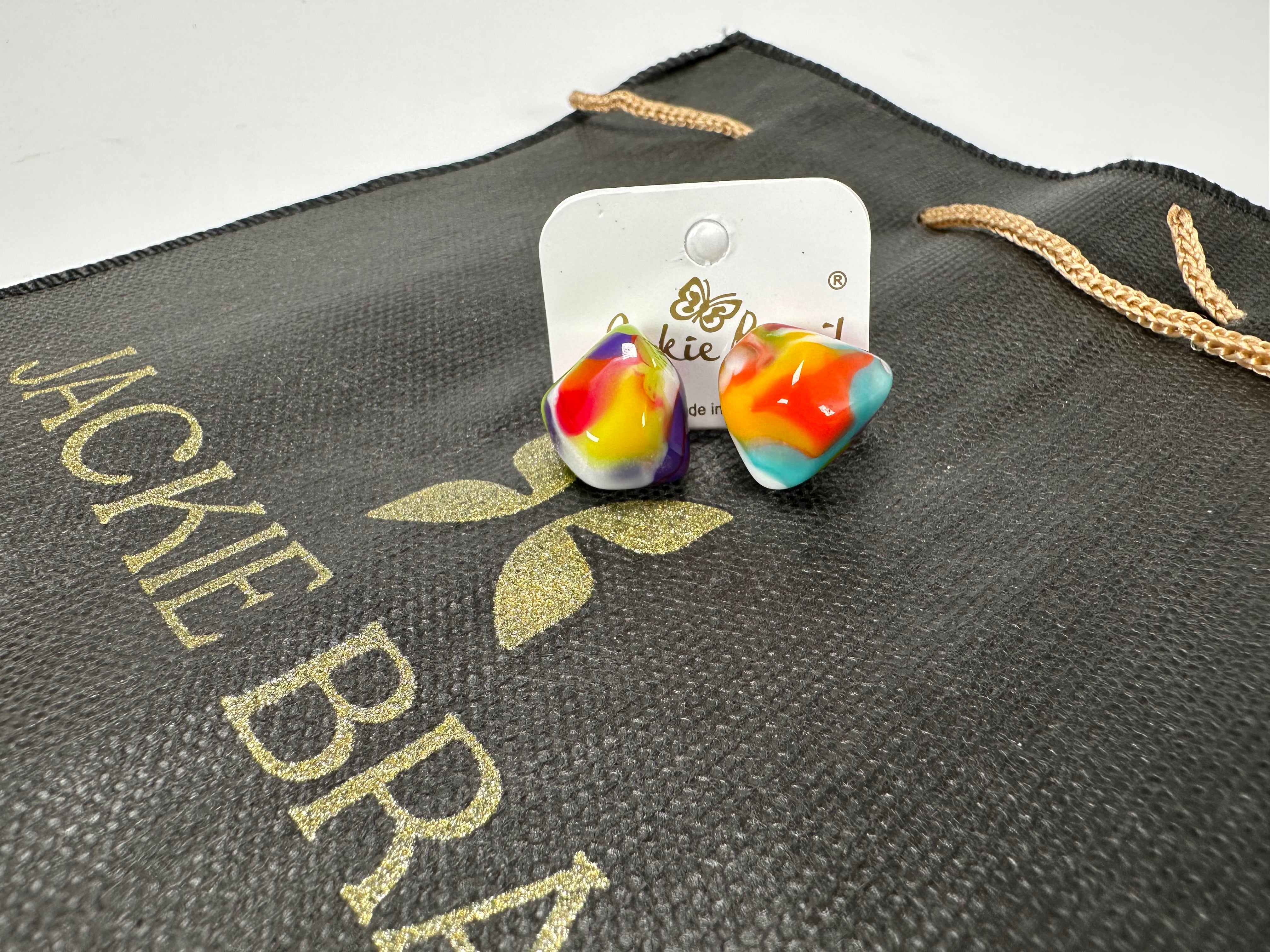 Jackie Brazil "Camille" Kandinsky Abstract Resin Earrings ( E1053 )