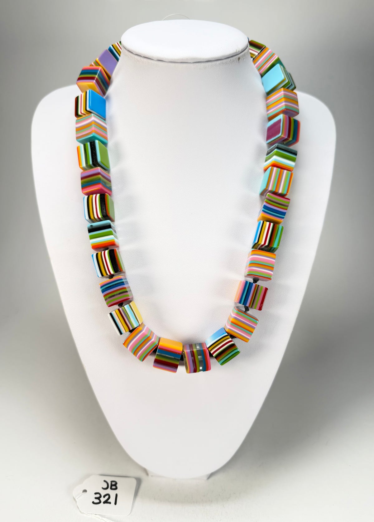 Jackie Brazil "POP" Liquorice Mix Colours Small Cubes 65cm Necklace ( N0046 )