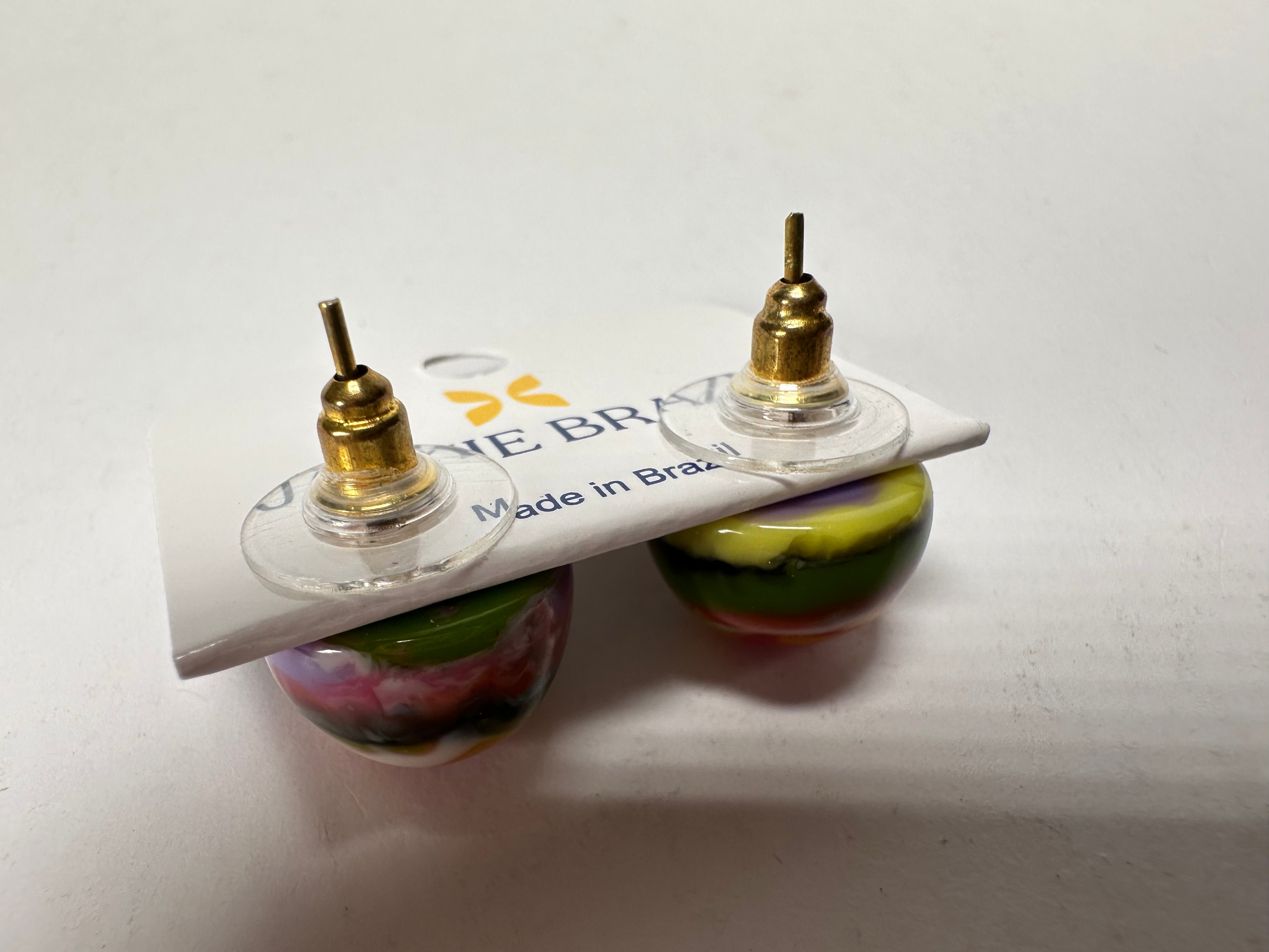 Jackie Brazil "Betty" Kandinsky Small Ball Stud Resin Earrings ( E0095 )