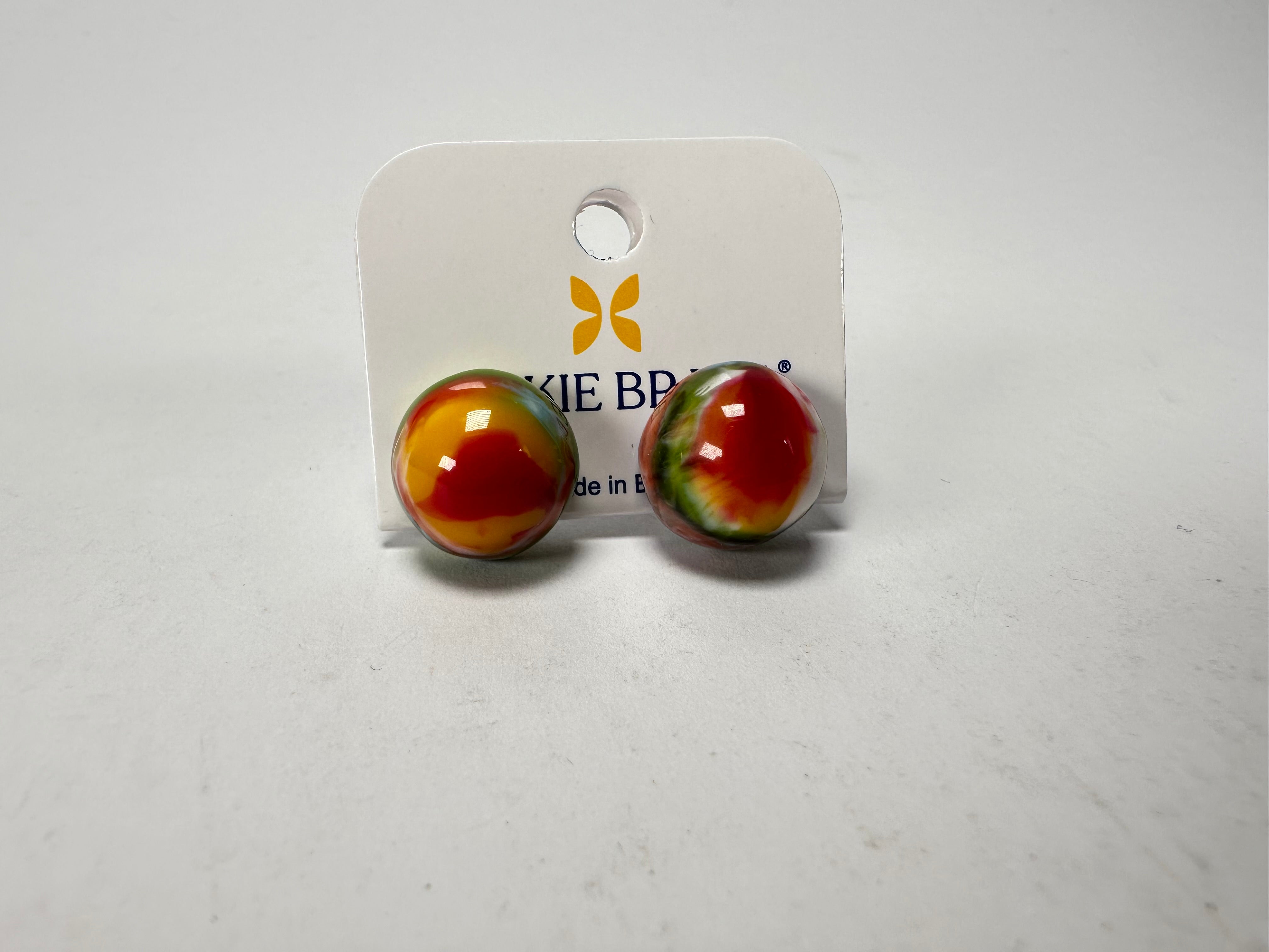 Jackie Brazil "Betty" Kandinsky Small Ball Stud Resin Earrings ( E0095 )