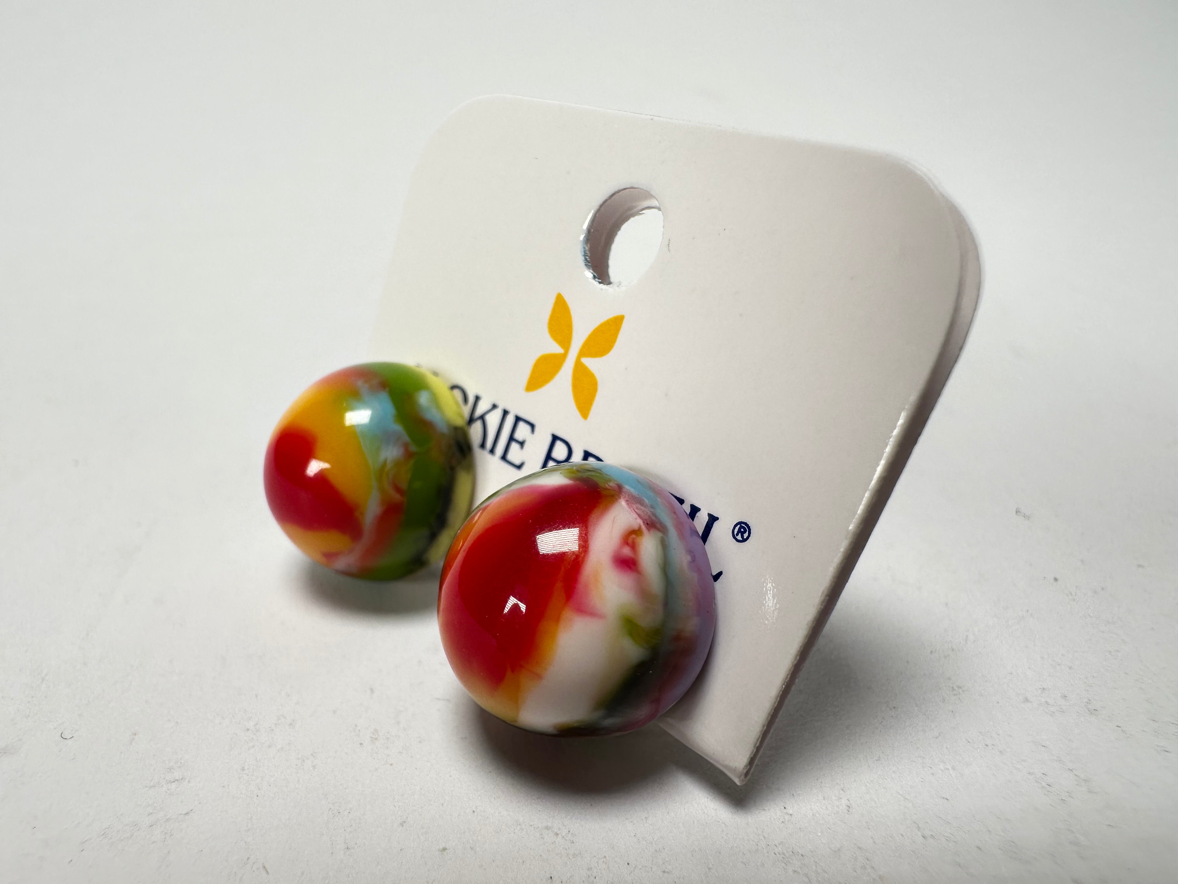 Jackie Brazil "Betty" Kandinsky Small Ball Stud Resin Earrings ( E0095 )