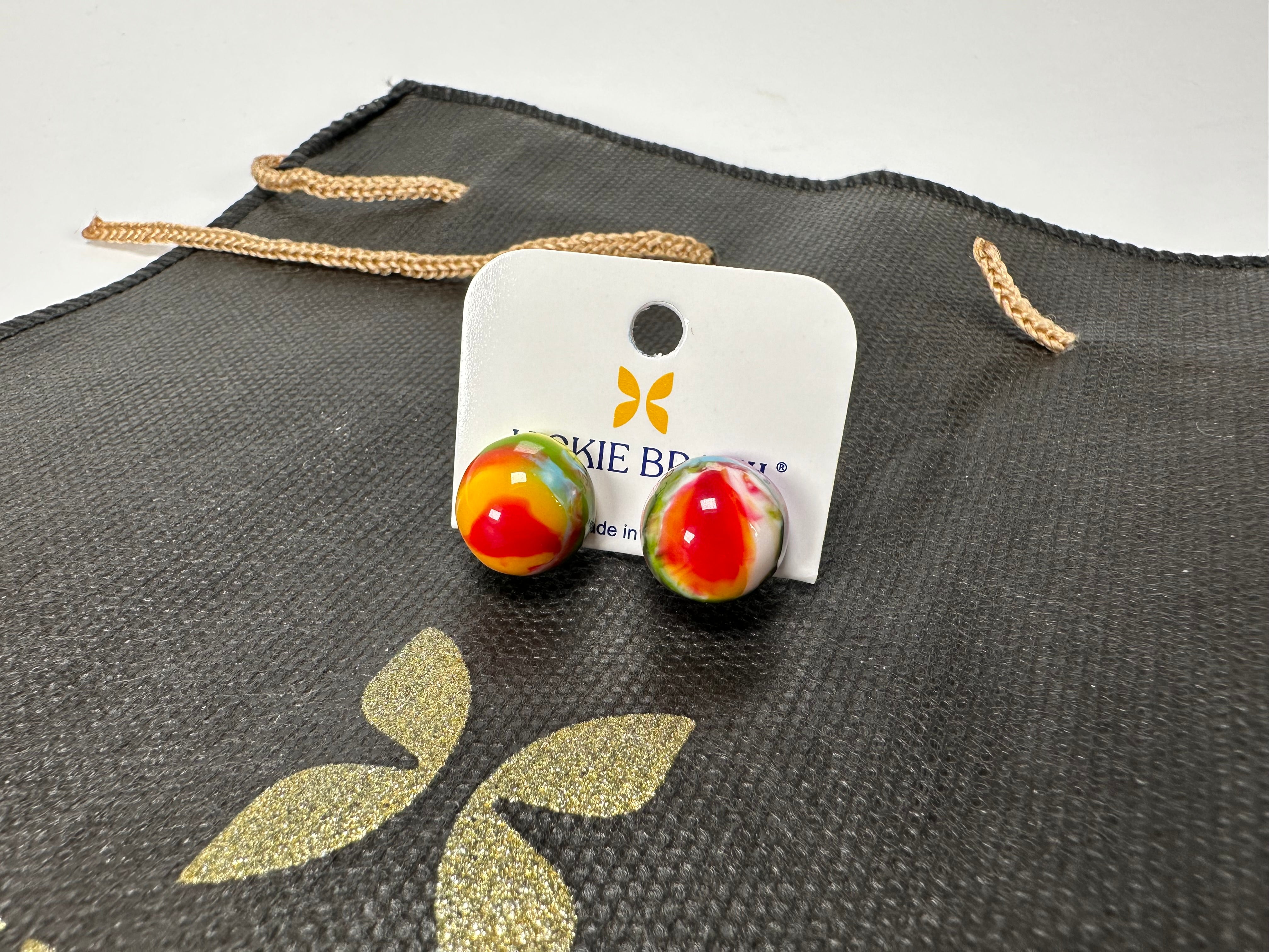 Jackie Brazil "Betty" Kandinsky Small Ball Stud Resin Earrings ( E0095 )