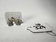 Jackie Brazil "Betty" Silver Flakes Small Ball Stud Resin Earrings ( E0095 )