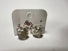 Jackie Brazil "Betty" Silver Flakes Small Ball Stud Resin Earrings ( E0095 )