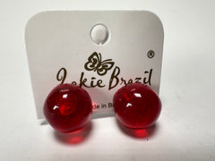 Jackie Brazil "Betty" Red Transparent Small Ball Stud Resin Earrings ( E0095 )