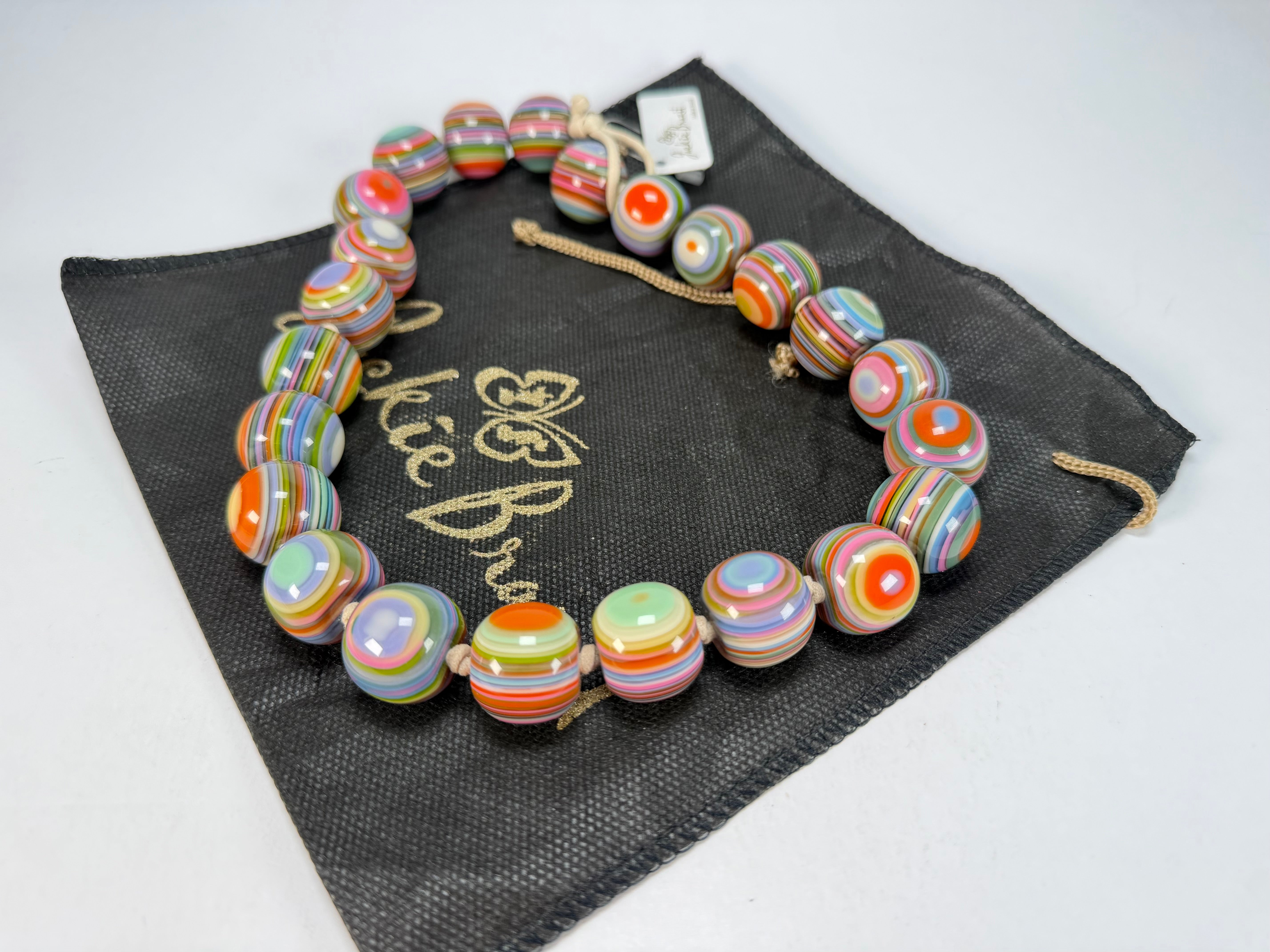 Jackie Brazil "Cat Eyes" Spring Colour Liquorice Balls Resin Necklace 50cm ( N0894 )