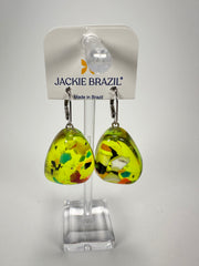 Jackie Brazil "Diamond" Light Green Mix Flinstone on Hook Resin Earrings ( E0700 )