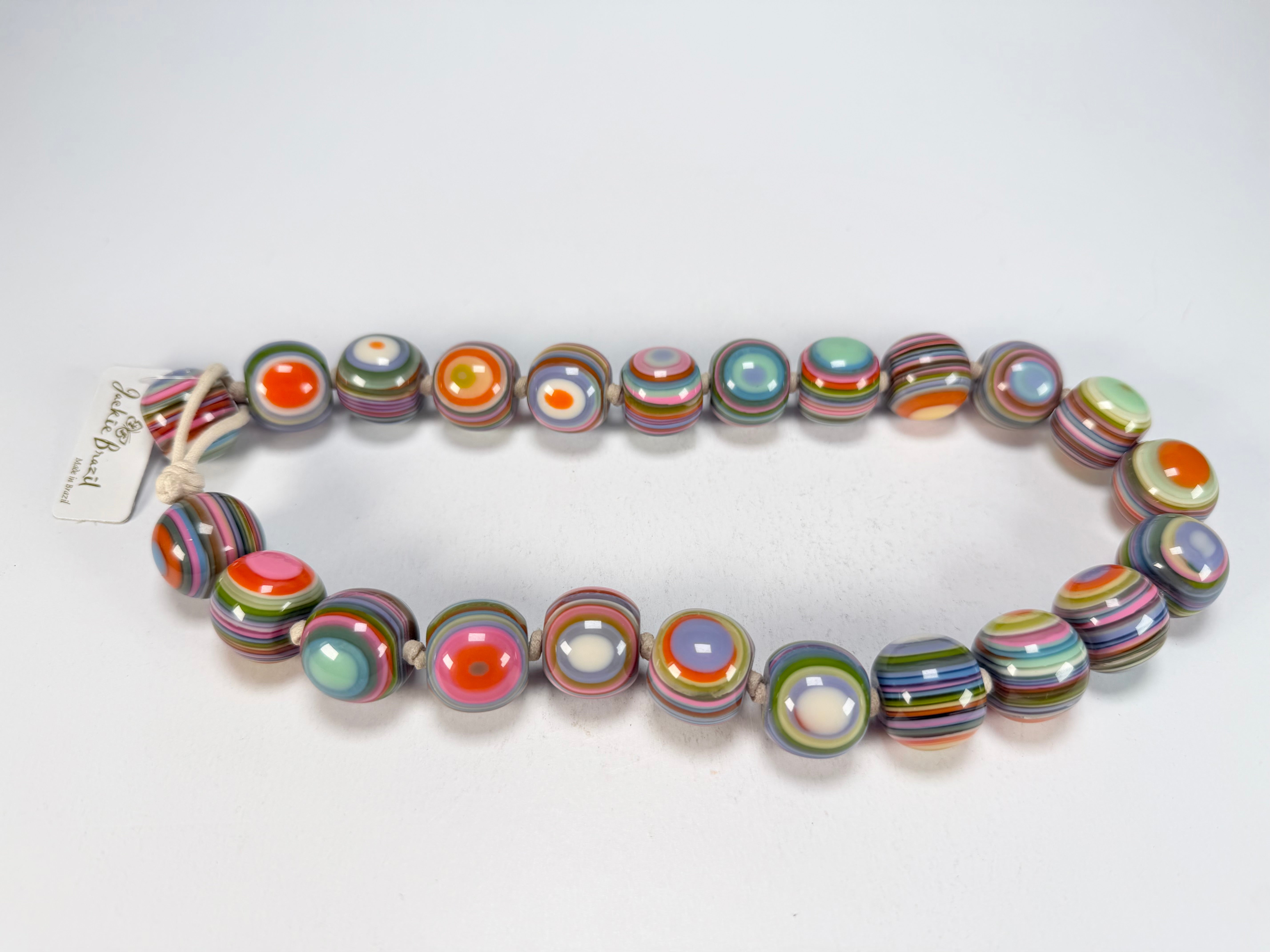 Jackie Brazil "Cat Eyes" Spring Colour Liquorice Balls Resin Necklace 50cm ( N0894 )