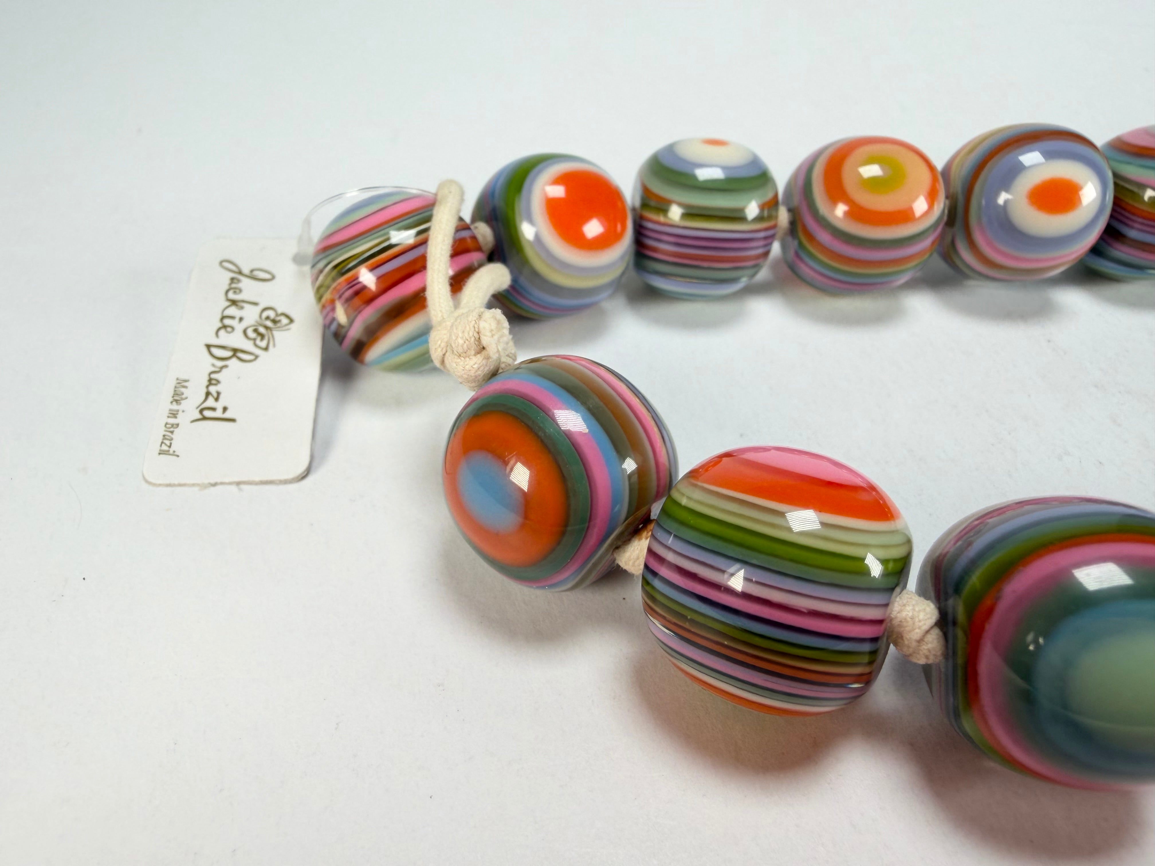 Jackie Brazil "Cat Eyes" Spring Colour Liquorice Balls Resin Necklace 50cm ( N0894 )